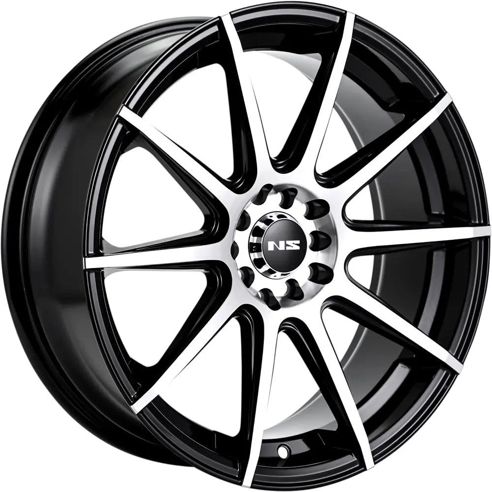 NS 1501 17X7.5 5X100 - 5X4.5 BLACK MACHINED FACE - Gun Hill Tire House (WTW - WHOLESALE TIRES & WHEELS)