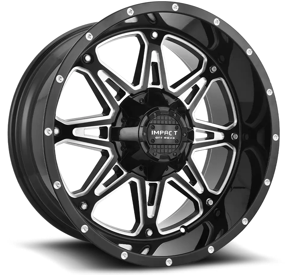 IMPACT OFF ROAD 810 22x12 5X127 - 5X5.5 PIANO BLACK W MILLING WINDOW - Gun Hill Tire House (WTW - WHOLESALE TIRES & WHEELS)