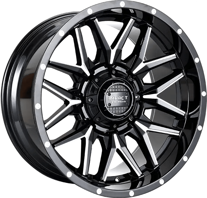IMPACT OFF ROAD 819 20X10 8X165 PIANO BLACK W MACHINED MILLING WINDOWS - Gun Hill Tire House (WTW - WHOLESALE TIRES & WHEELS)
