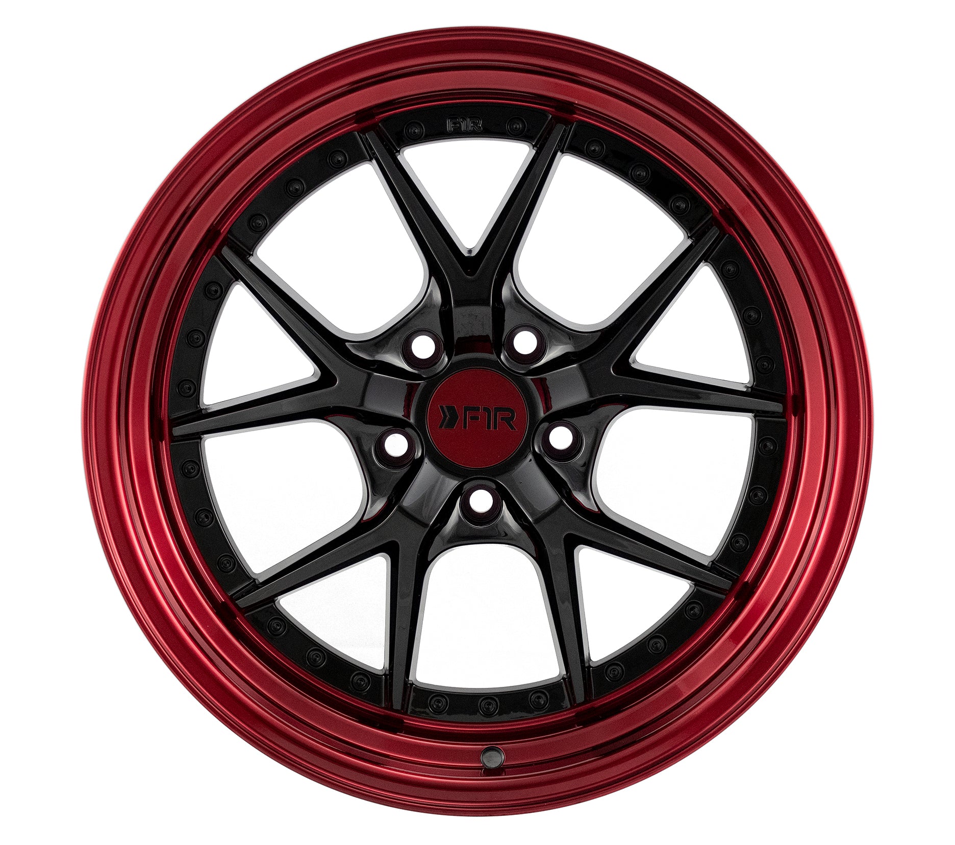 F1R F105 18X8.5 5X114.3 BLACK RED LIP - Gun Hill Tire House (WTW - WHOLESALE TIRES & WHEELS)