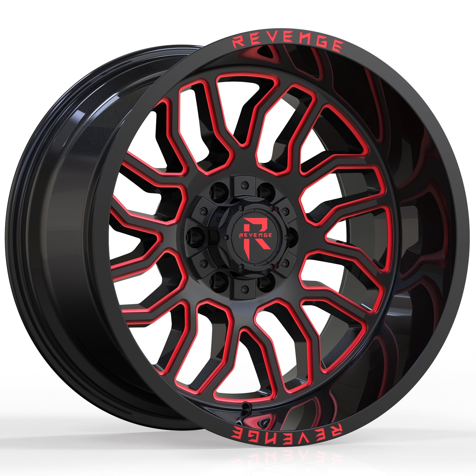 REVENGE RV - 205 22X12 8X180 BLACK AND RED MILLED - Gun Hill Tire House (WTW - WHOLESALE TIRES & WHEELS)