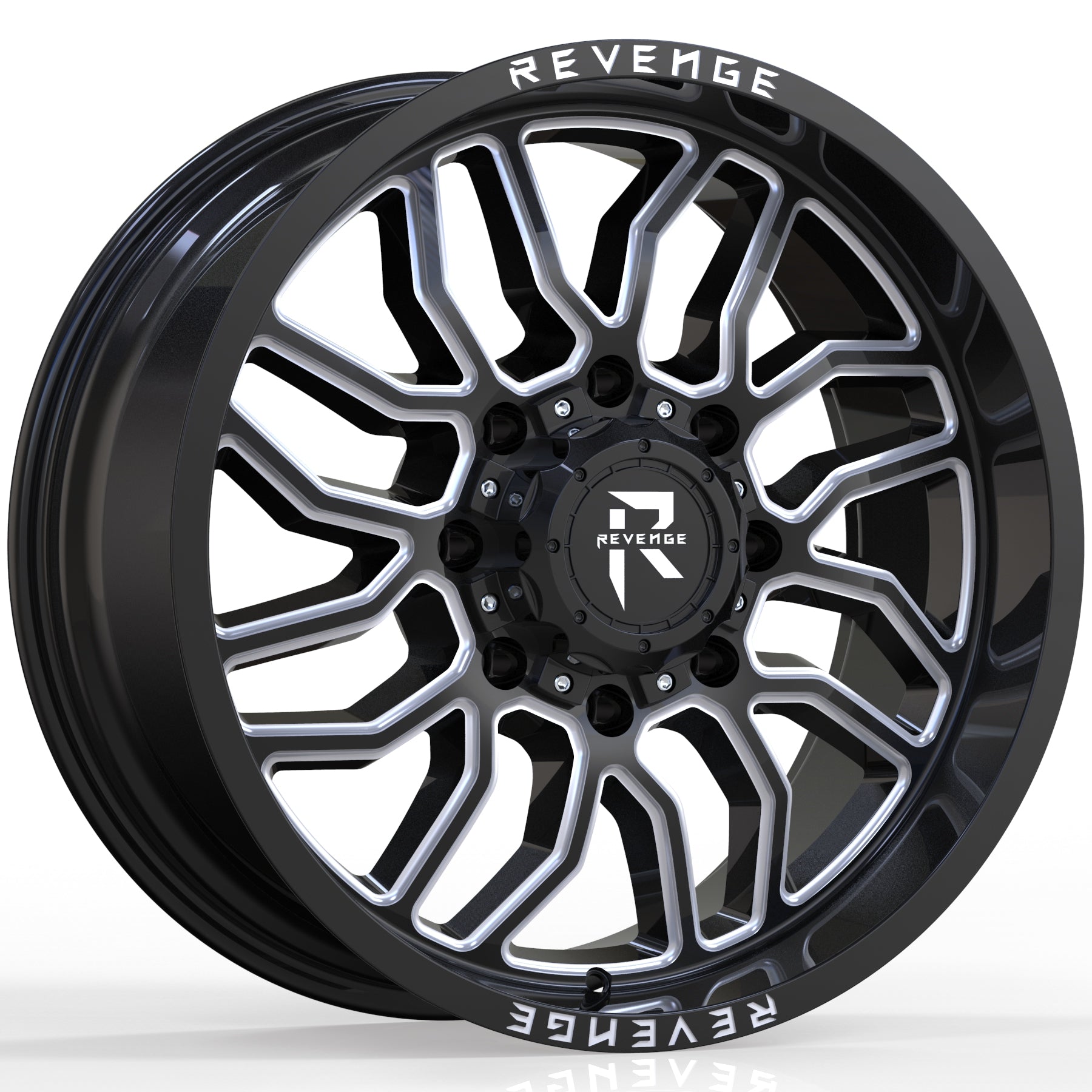 REVENGE RV - 205 20X10 5X127 - 5X139.7 BLACK AND MILLED - Gun Hill Tire House (WTW - WHOLESALE TIRES & WHEELS)