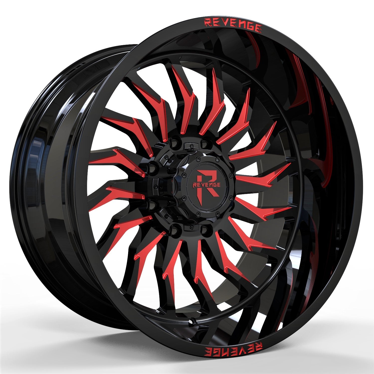 REVENGE RV - 204 20X10 5X127 / 5X139.7 BLACK AND RED MILLED - Gun Hill Tire House (WTW - WHOLESALE TIRES & WHEELS)