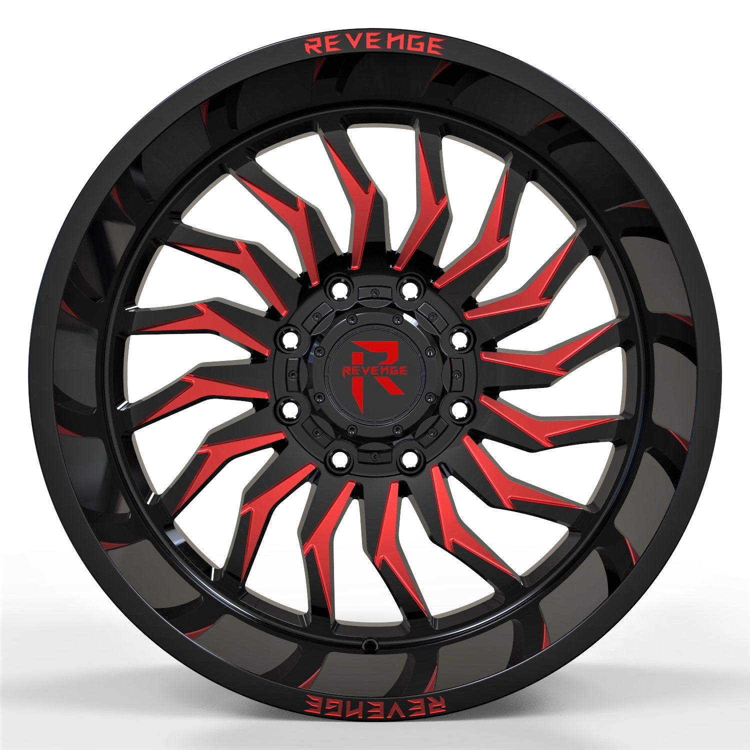 REVENGE RV - 204 20X10 5X127 / 5X139.7 BLACK AND RED MILLED - Gun Hill Tire House (WTW - WHOLESALE TIRES & WHEELS)