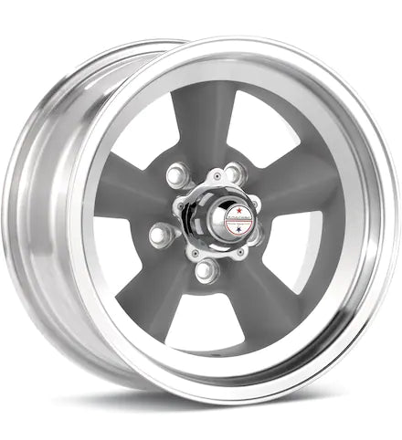 AMERICAN RACING AUTHENTIC HOT ROD VN309 TORQ - THRUST ORIGINAL LIGHT GREY W/MACH LIP - Gun Hill Tire House (WTW - WHOLESALE TIRES & WHEELS)