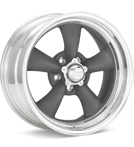 AMERICAN RACING AUTHENTIC HOT ROD VN215 TORQ THRUST II 1 PC MAG GREY W/MACHINED LIP - Gun Hill Tire House (WTW - WHOLESALE TIRES & WHEELS)