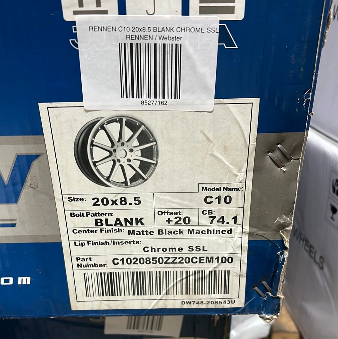 RENNEN C10 20x8.5 BLANK MBM CHROME SSL - Gun Hill Tire House (WTW - WHOLESALE TIRES & WHEELS)