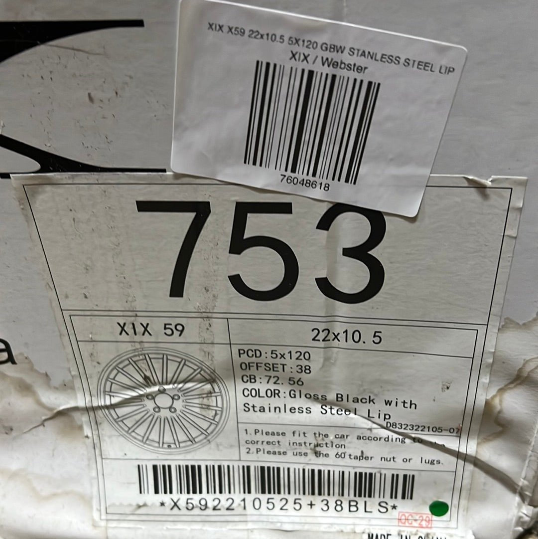 XIX X59 22x10.5 5X120 GBW STANLESS STEEL LIP - Gun Hill Tire House (WTW - WHOLESALE TIRES & WHEELS)
