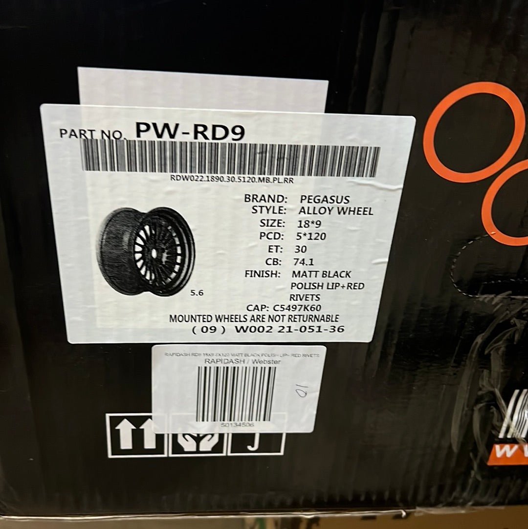 RAPIDASH RD9 18X9 5X120 MATT BLACK POLISH LIP+ RED RIVETS - Gun Hill Tire House (WTW - WHOLESALE TIRES & WHEELS)