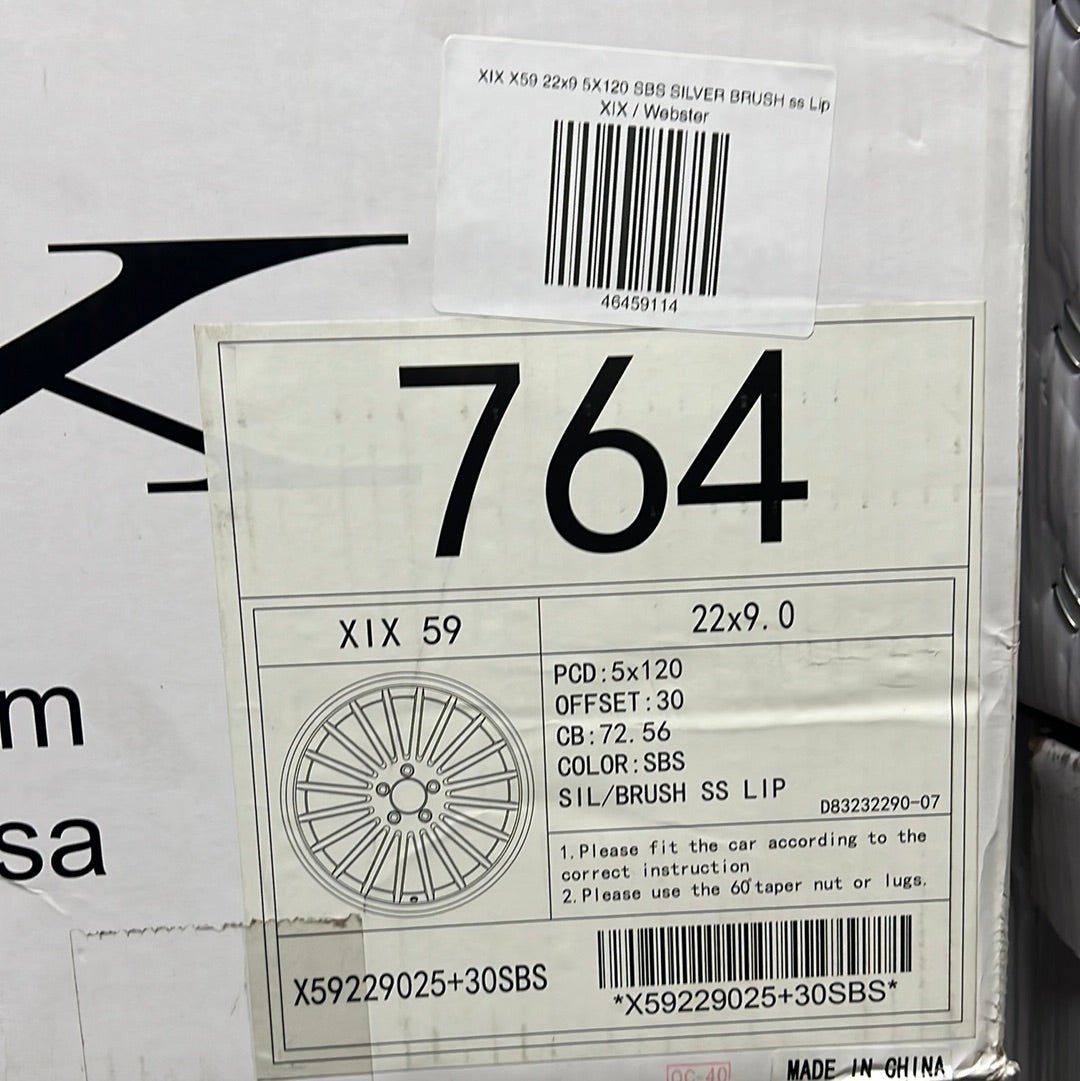 XIX X59 22x9 5X120 SBS SILVER BRUSH SS LIP - Gun Hill Tire House (WTW - WHOLESALE TIRES & WHEELS)