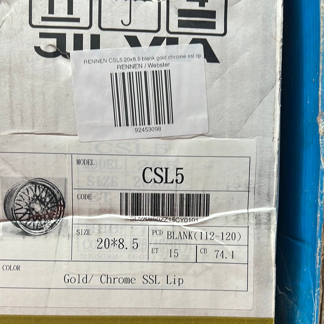 RENNEN CSL5 20x8.5 blank gold chrome ssl lip - Gun Hill Tire House (WTW - WHOLESALE TIRES & WHEELS)