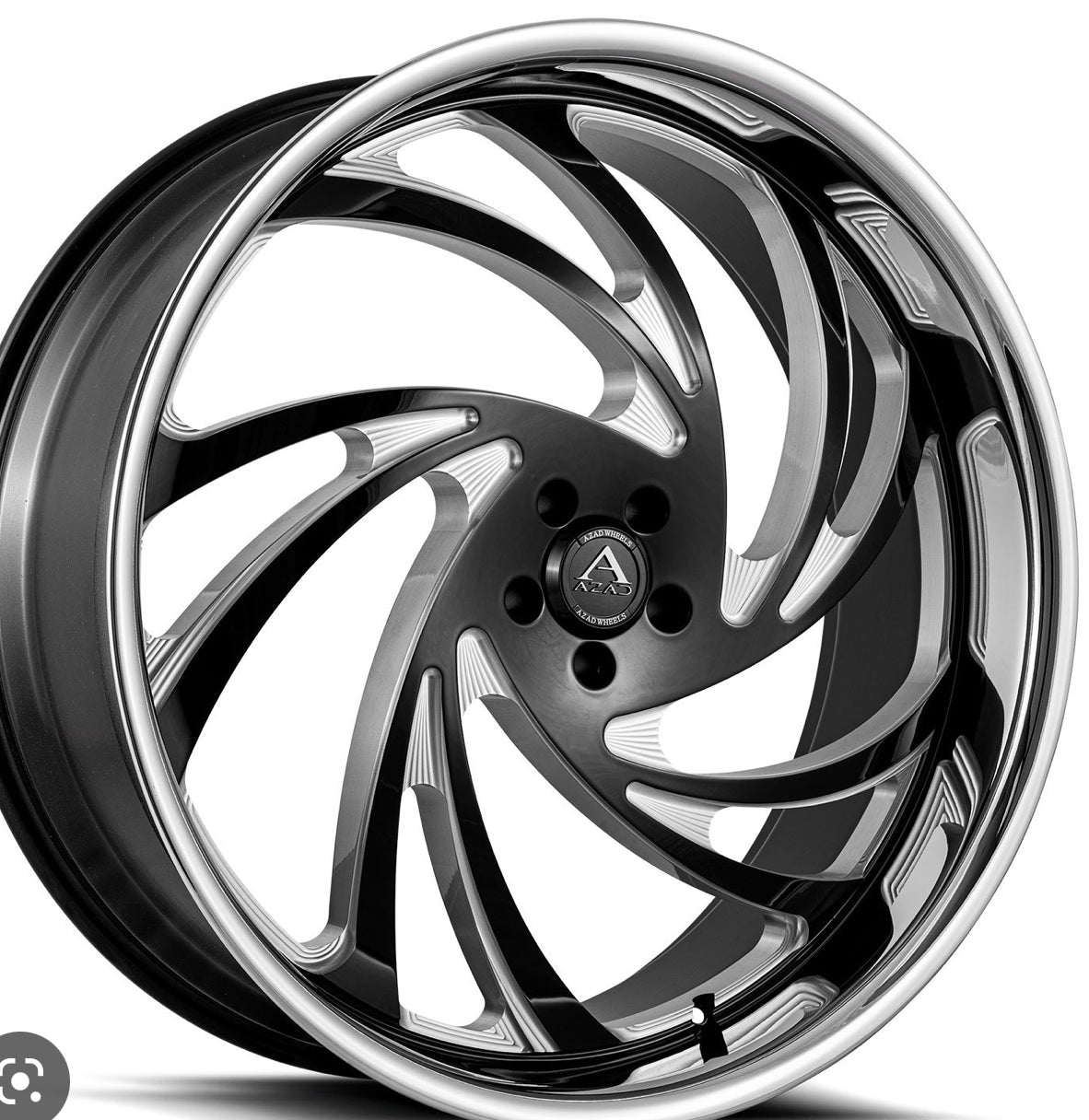 AZAD AZDRIP 22x9.5 BLANK BLACK MILLED SS LIP - Gun Hill Tire House (WTW - WHOLESALE TIRES & WHEELS)