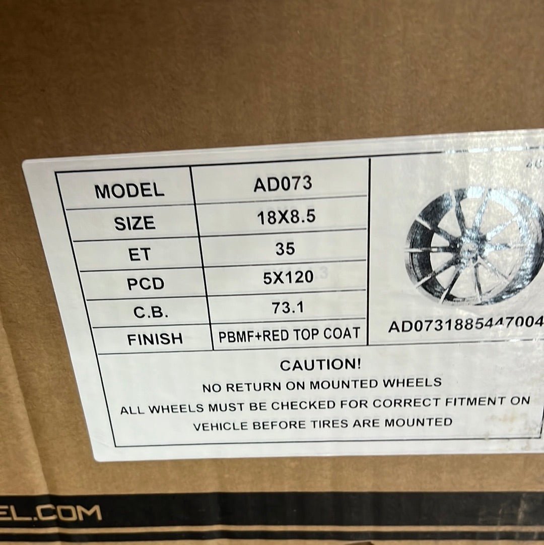 PEGASUS AD073 18X8.5 5X4.5 PIANO BLACK MACHINE FACE+ RED TOP COAT - Gun Hill Tire House (WTW - WHOLESALE TIRES & WHEELS)