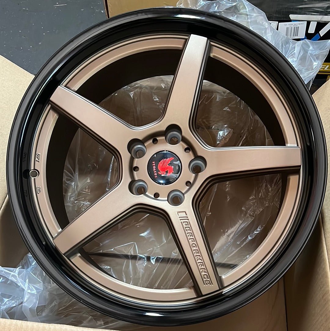 PEGAUS JF2 19x8.5 5x120 MATTBRONZE PIANO BLACK LIP - Gun Hill Tire House (WTW - WHOLESALE TIRES & WHEELS)