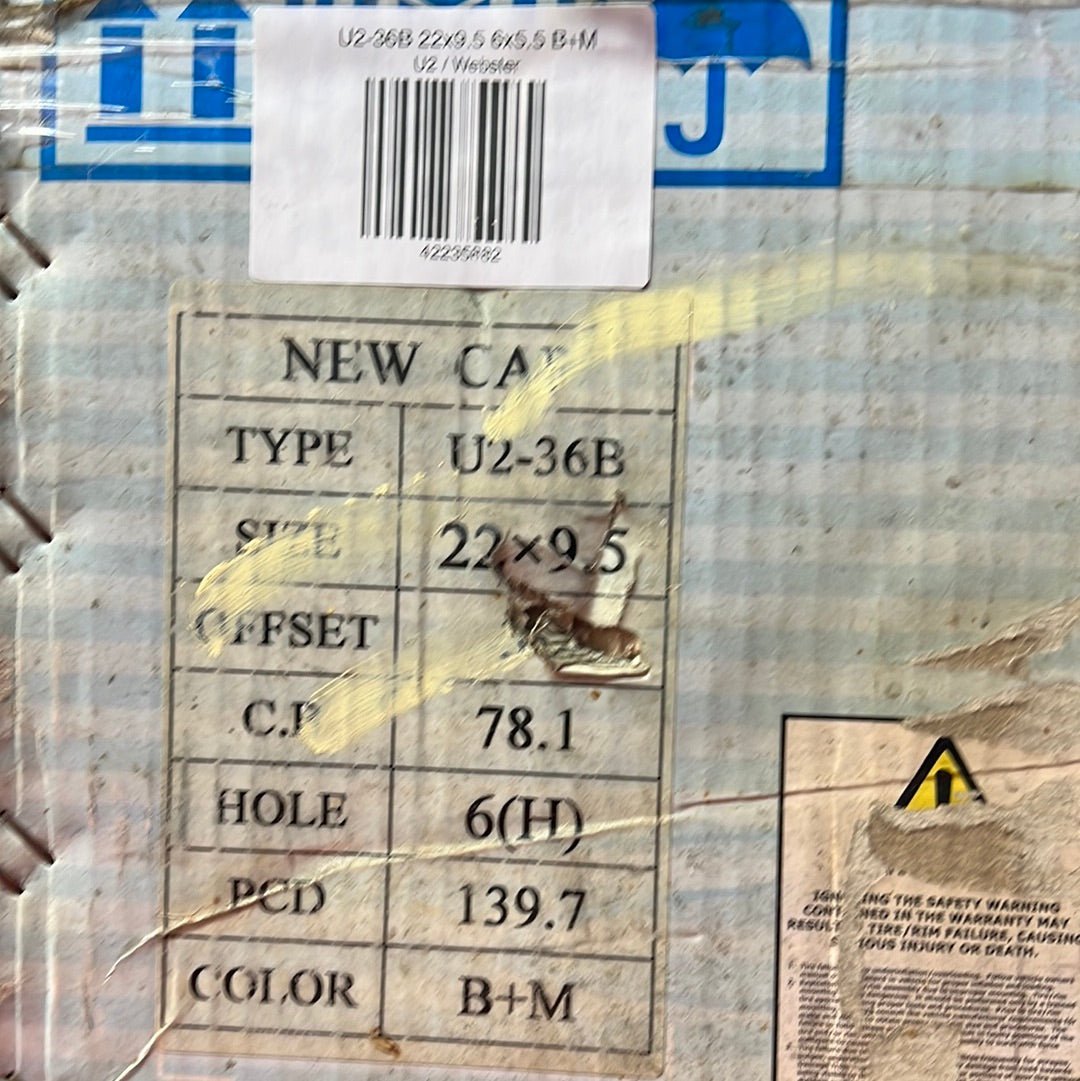 U2 - 36B WHEELS 22x9.5 6x5.5 B+M - Gun Hill Tire House (WTW - WHOLESALE TIRES & WHEELS)