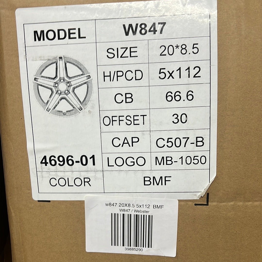 W847 WHEELS 20X8.5 5x112 BLACK MACHINE - Gun Hill Tire House (WTW - WHOLESALE TIRES & WHEELS)