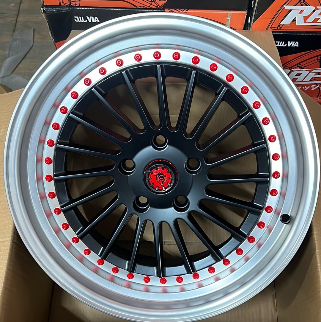 RAPIDASH RD9 18X9 5X120 MATT BLACK POLISH LIP+ RED RIVETS - Gun Hill Tire House (WTW - WHOLESALE TIRES & WHEELS)