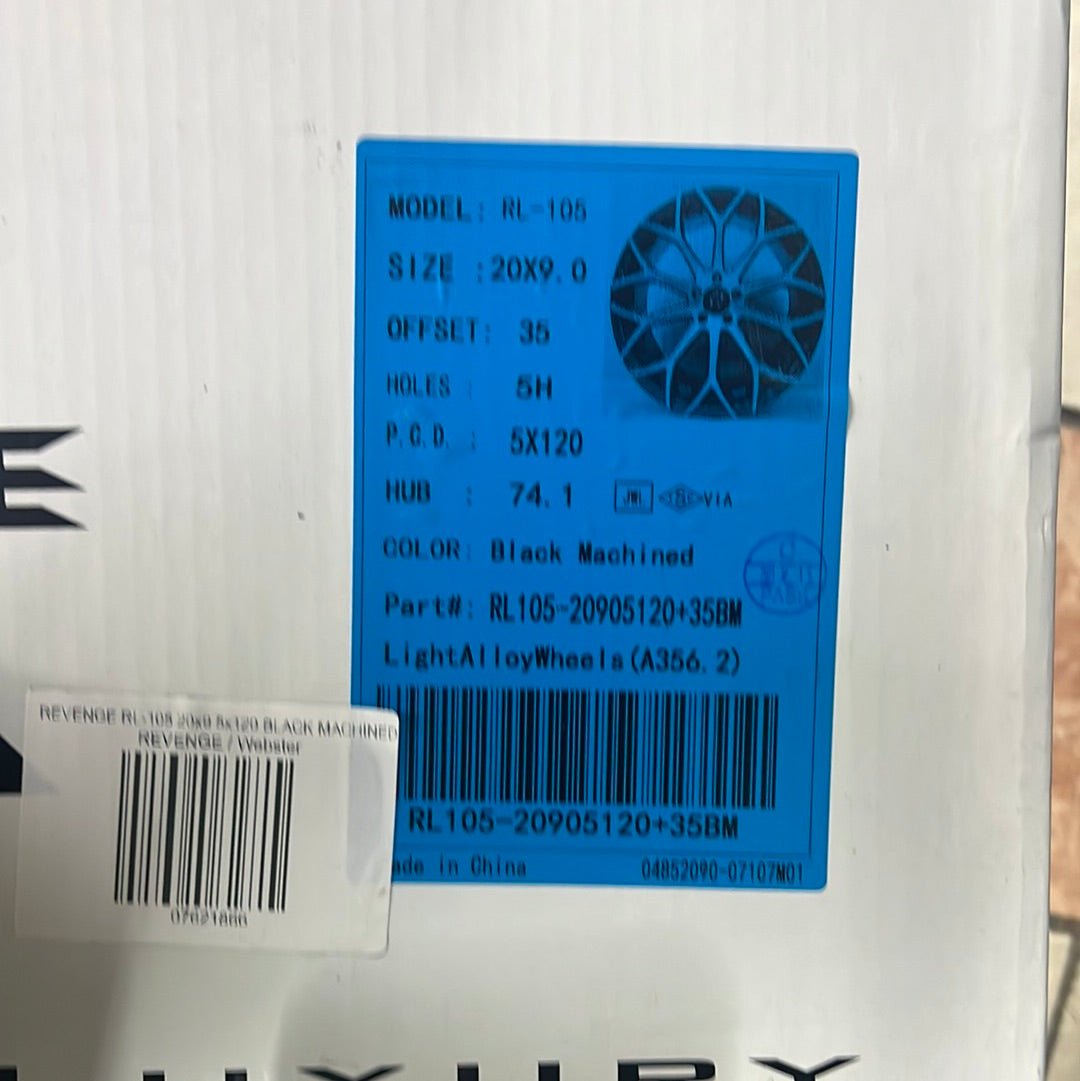 RL - 105 20x9 5x120 BLACK MACHINED - Gun Hill Tire House (WTW - WHOLESALE TIRES & WHEELS)