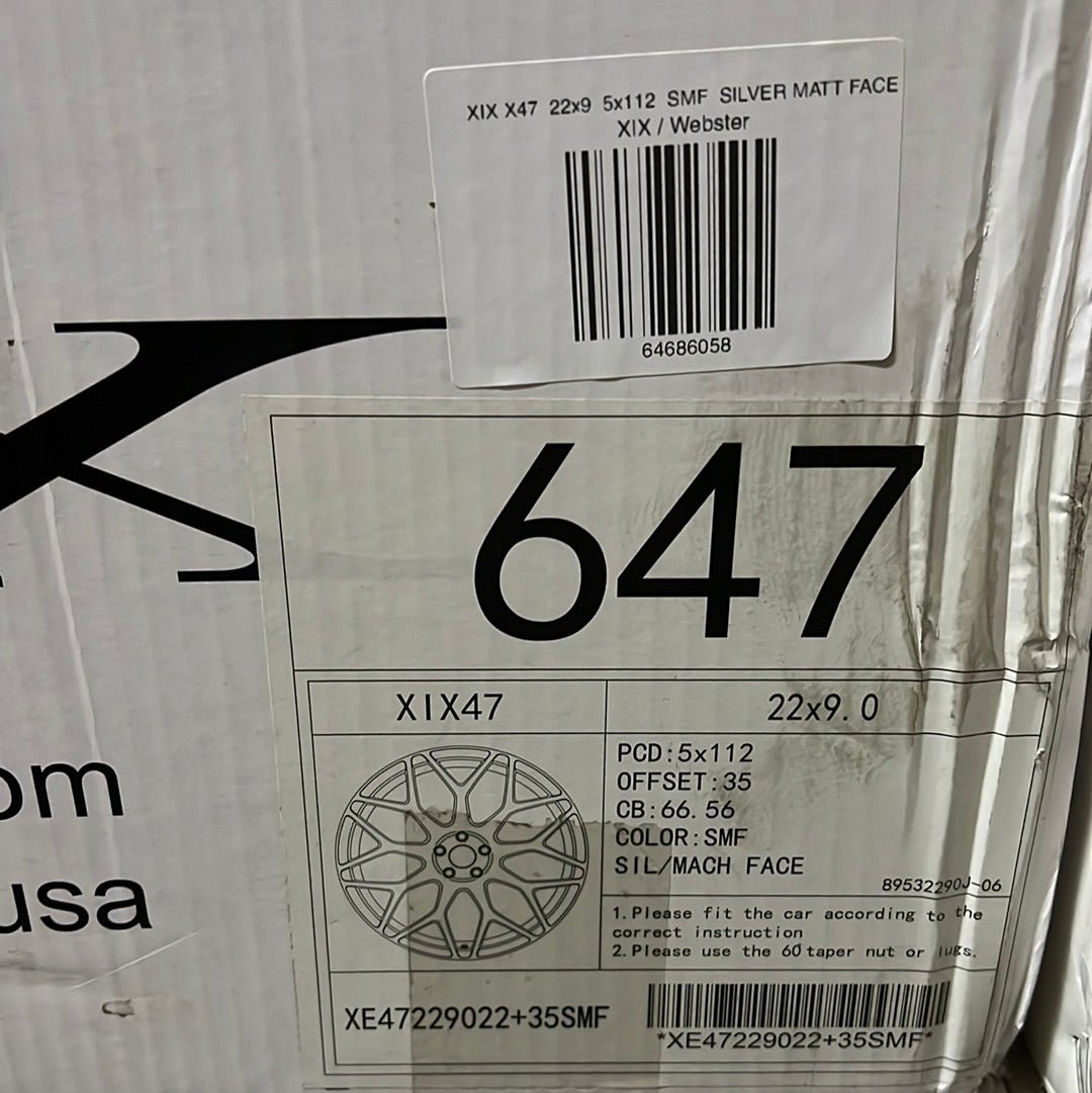 XIX X47 22x9 5x112 SMF SILVER MATT FACE - Gun Hill Tire House (WTW - WHOLESALE TIRES & WHEELS)