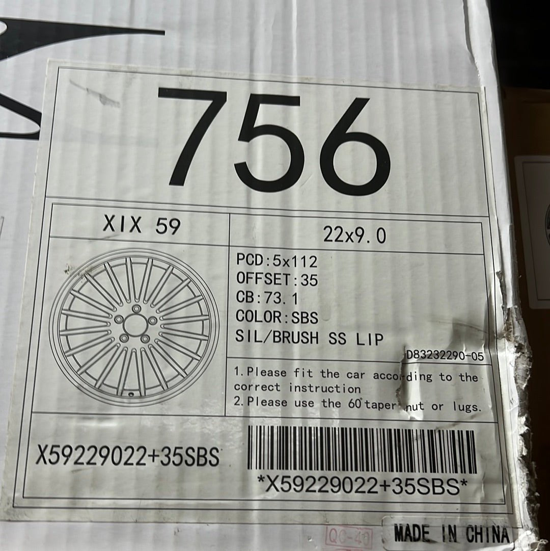 XIX X59 22x9 5X112 SILVER BRUSH SS LIP - Gun Hill Tire House (WTW - WHOLESALE TIRES & WHEELS)