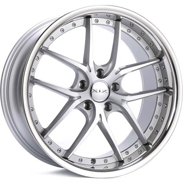 XIX X61 20X10 5X120 SILVER MACHINED WITH STAINLESS STEEL LIP - Gun Hill Tire House (WTW - WHOLESALE TIRES & WHEELS)