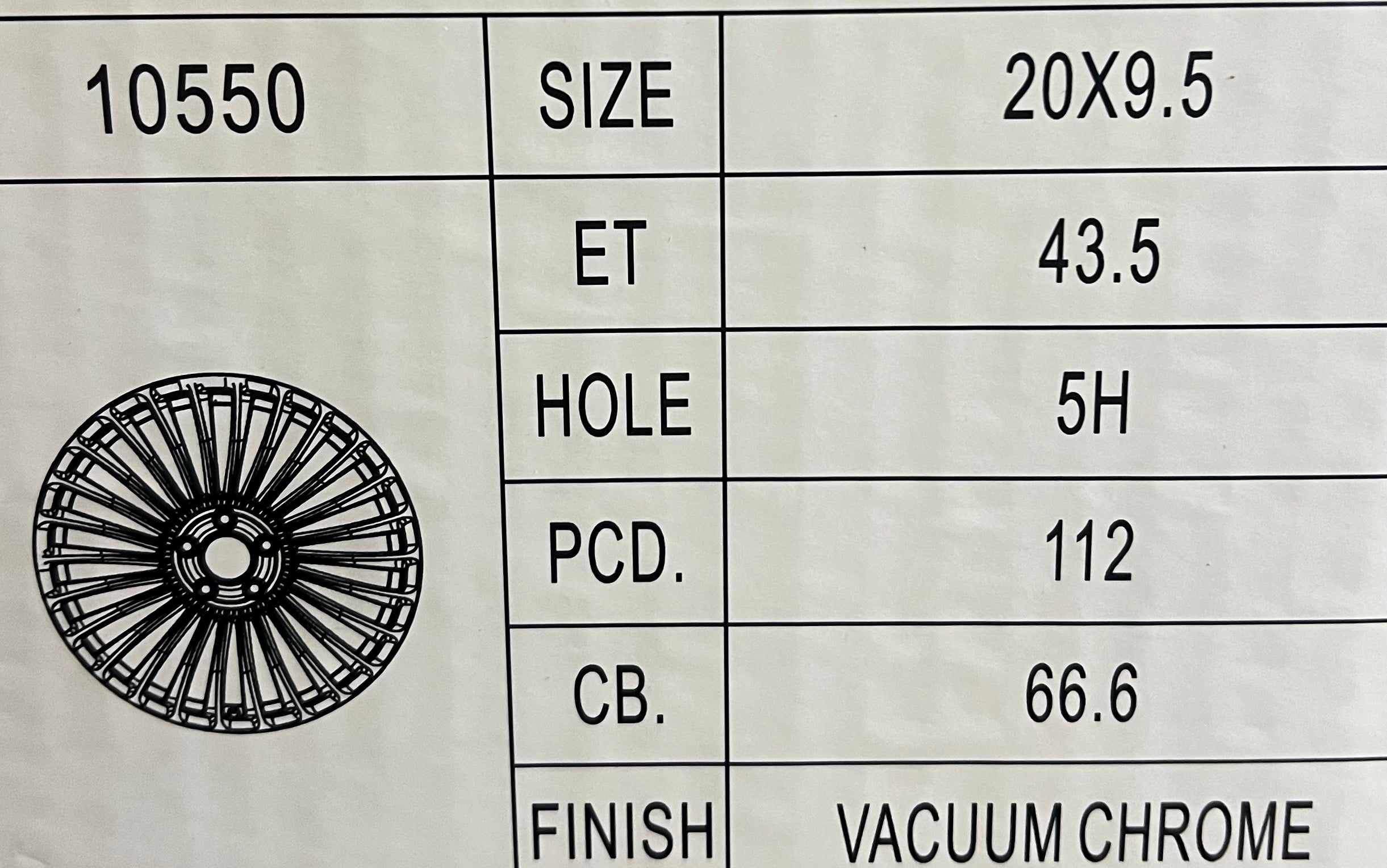 MB 10550 20x9.5 5x112 CHROME