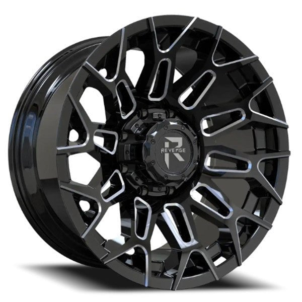 REVENGE RV - 203 20x10 5x127 5x139.7 BLACK AND MILLED - Gun Hill Tire House (WTW - WHOLESALE TIRES & WHEELS)