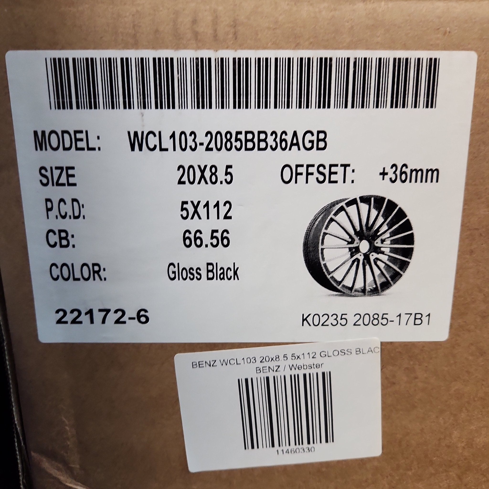 WCL103 WHEELS 20x8.5 5x112 GLOSS BLACK - Gun Hill Tire House (WTW - WHOLESALE TIRES & WHEELS)