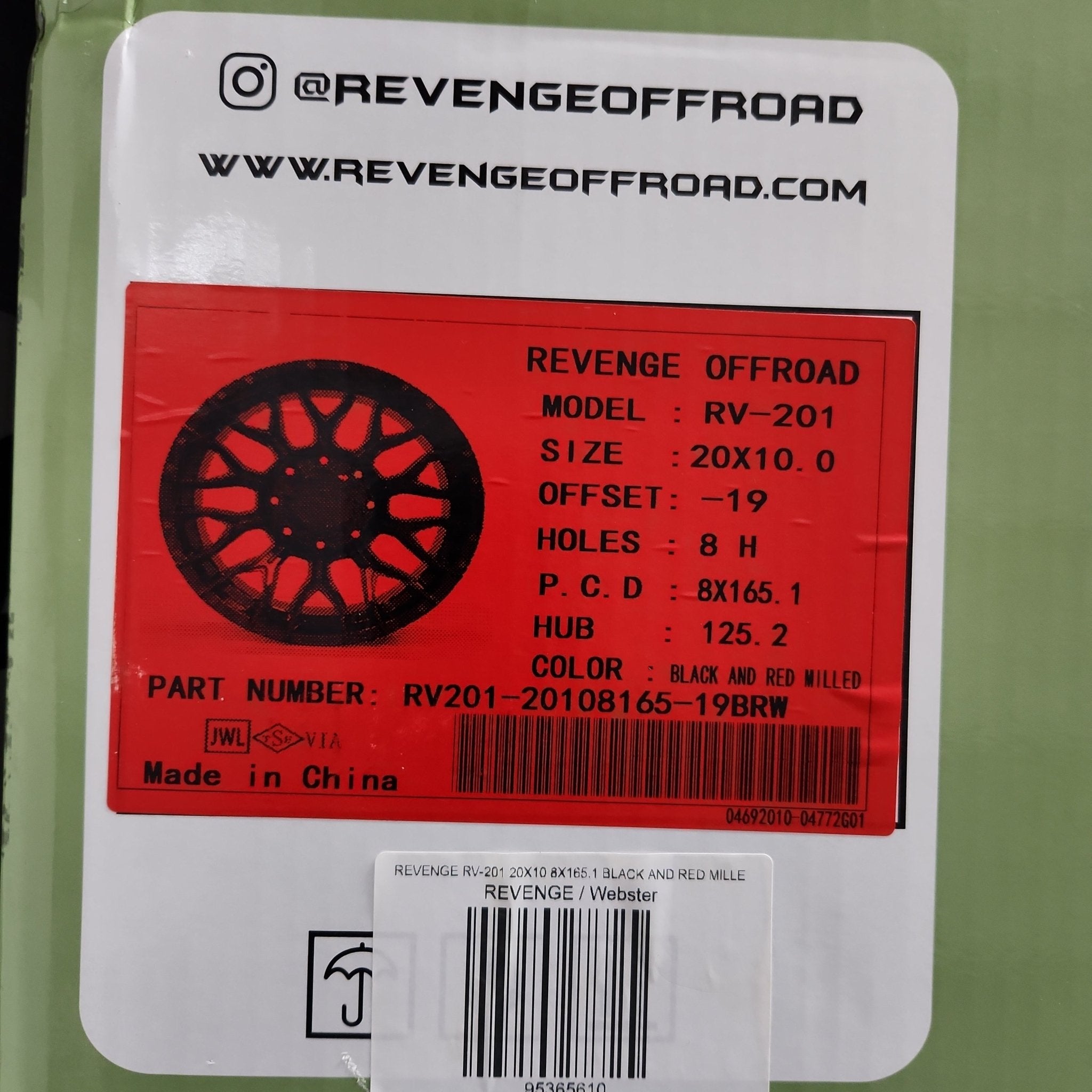 REVENGE RV - 201 20X10 8X165.1 BLACK AND RED MILLE - Gun Hill Tire House (WTW - WHOLESALE TIRES & WHEELS)