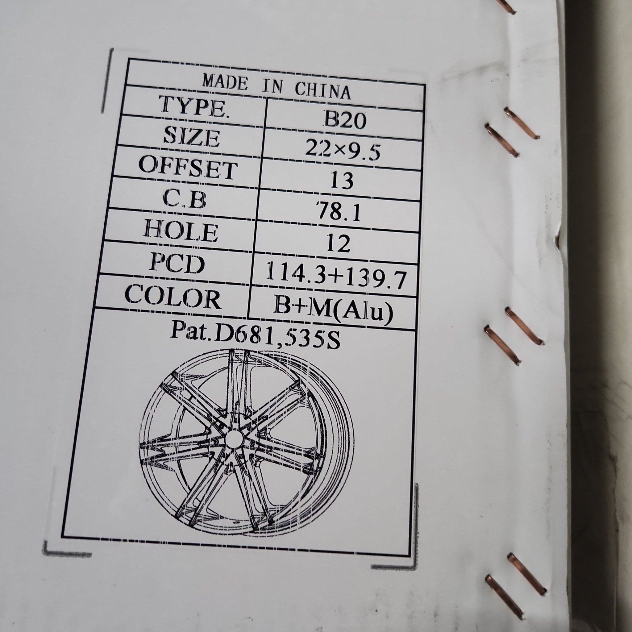 BORGHINI WHEELS B20 - M 22X9.5 6X114.3 - 6X139.7 B+M - Gun Hill Tire House (WTW - WHOLESALE TIRES & WHEELS)