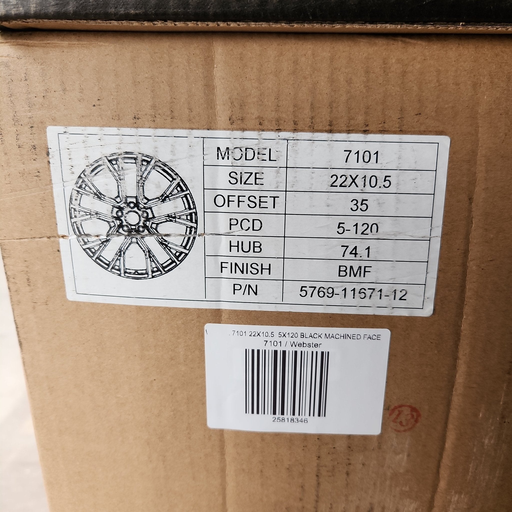 7101 WHEELS 22X10.5 5X120 BLACK MACHINED FACE - Gun Hill Tire House (WTW - WHOLESALE TIRES & WHEELS)