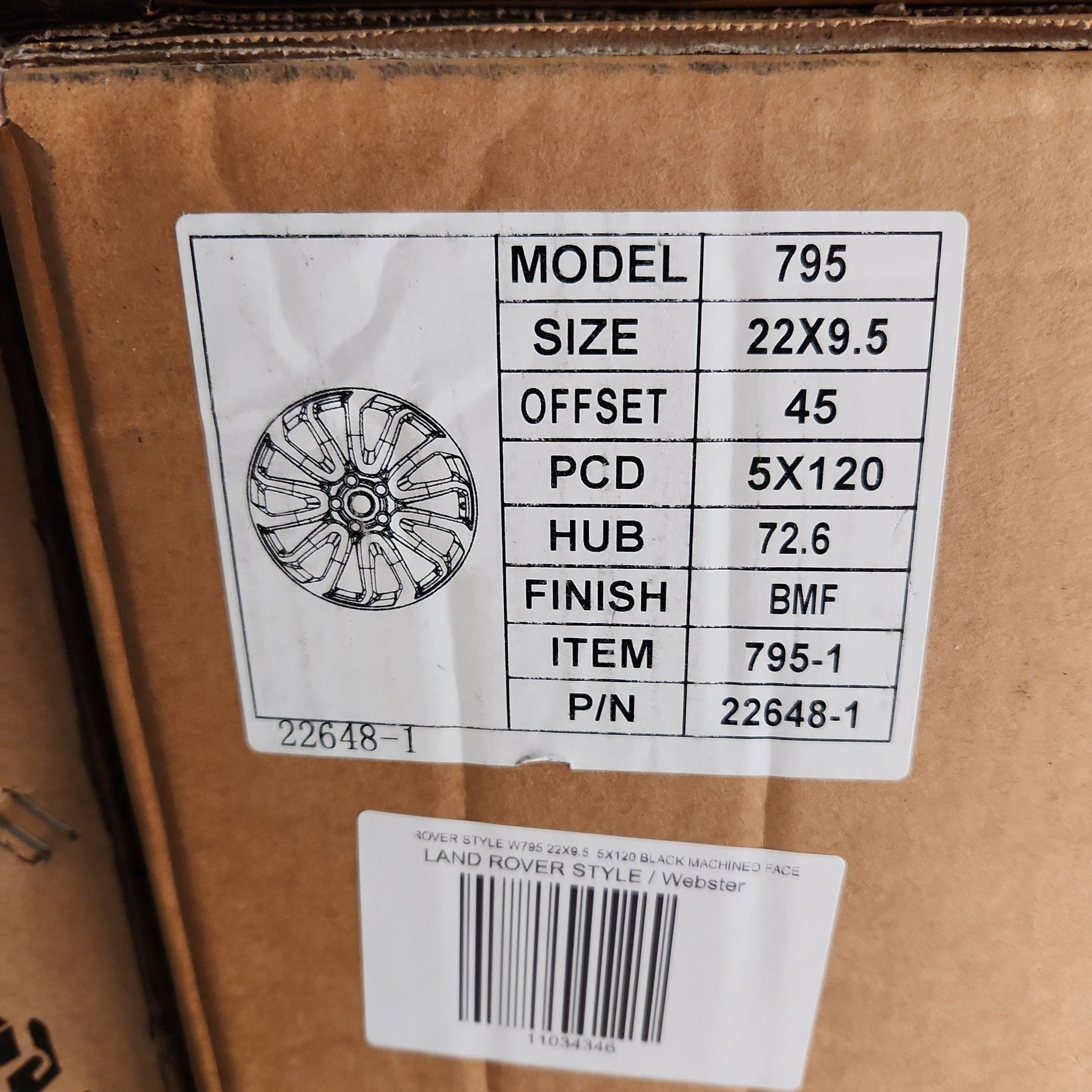 795 22X9.5 5X120 BLACK MACHINED FACE - Gun Hill Tire House (WTW - WHOLESALE TIRES & WHEELS)