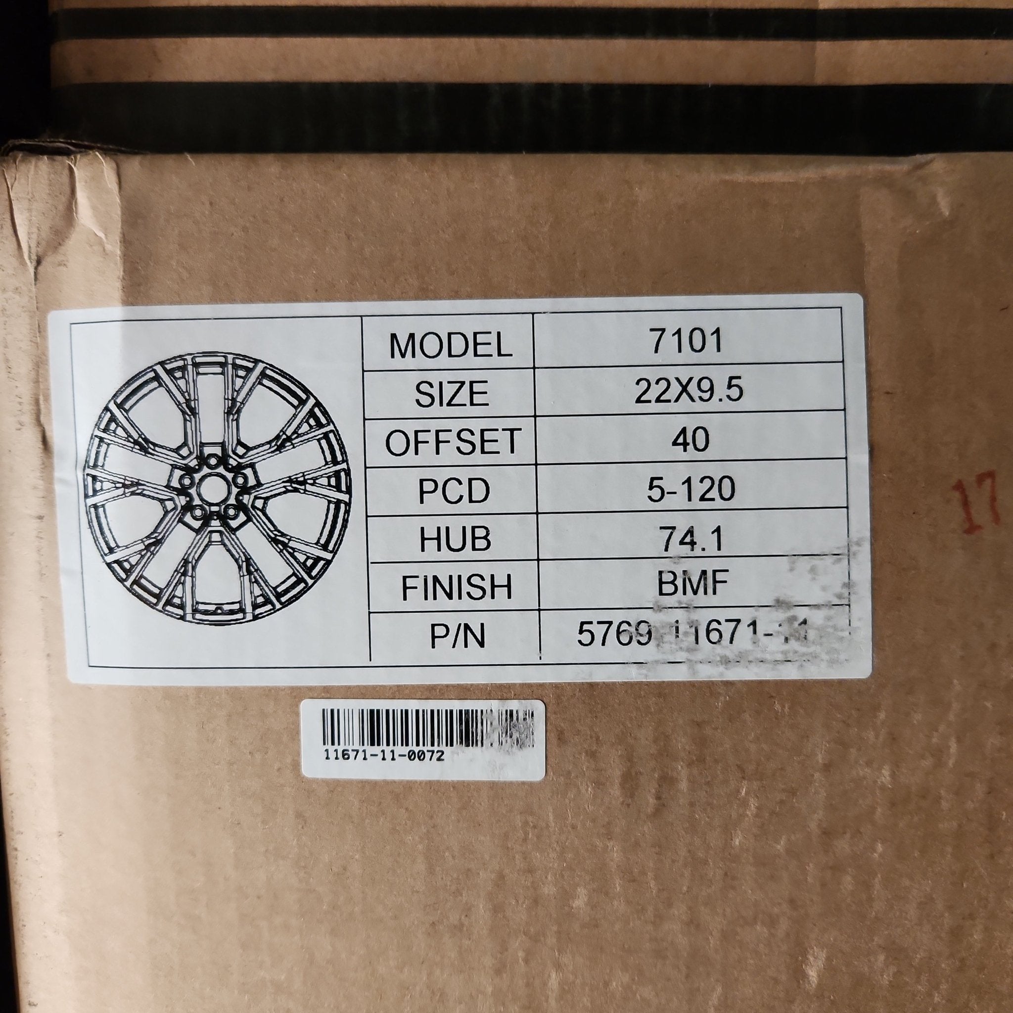 7101 WHEELS 22X9.5 5X120 BLACK MACHINED FACE - Gun Hill Tire House (WTW - WHOLESALE TIRES & WHEELS)