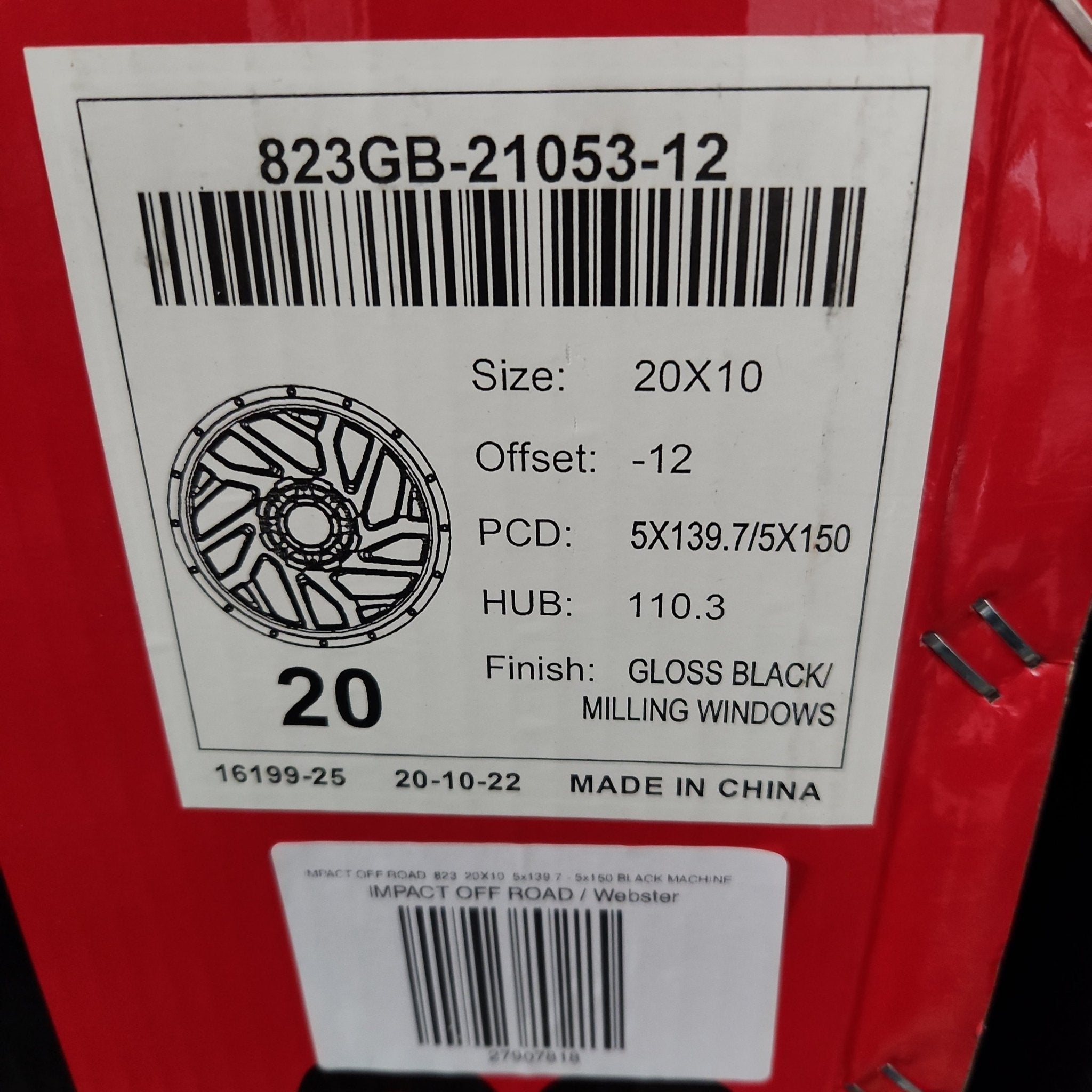 IMPACT OFF ROAD 823 20X10 5x139.7 - 5x150 BLACK MACHINED MILLING WINDOWS - Gun Hill Tire House (WTW - WHOLESALE TIRES & WHEELS)
