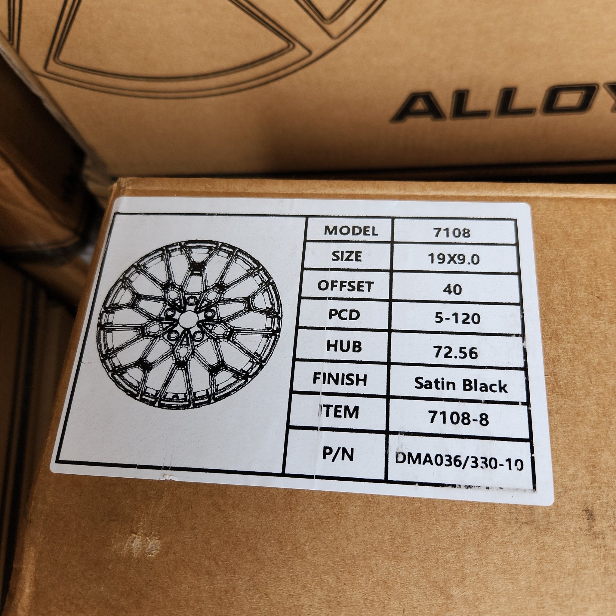 7108 19X9.0 5X120 SATIN BLACK - Gun Hill Tire House (WTW - WHOLESALE TIRES & WHEELS)