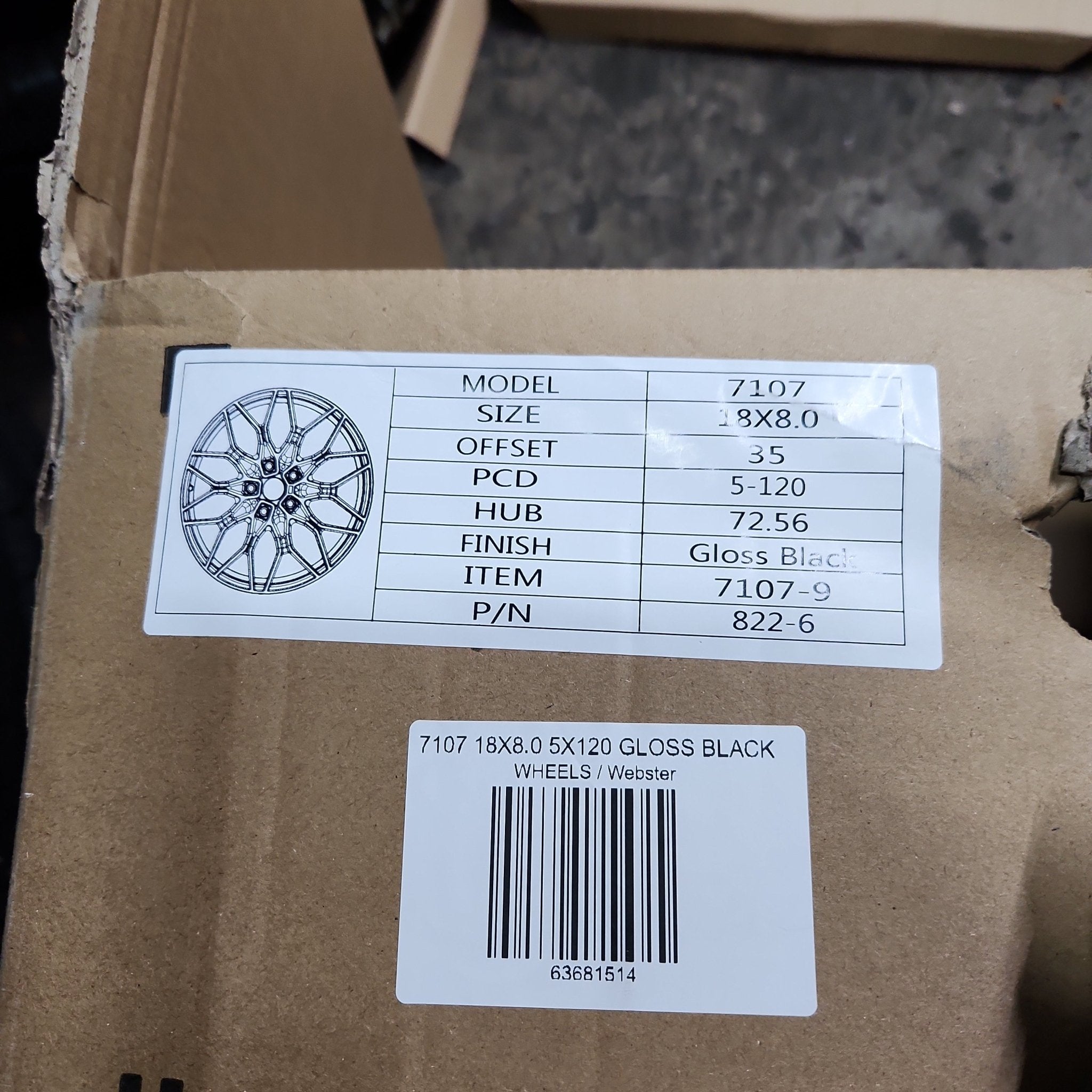 7107 18X8.0 5X120 GLOSS BLACK - Gun Hill Tire House (WTW - WHOLESALE TIRES & WHEELS)