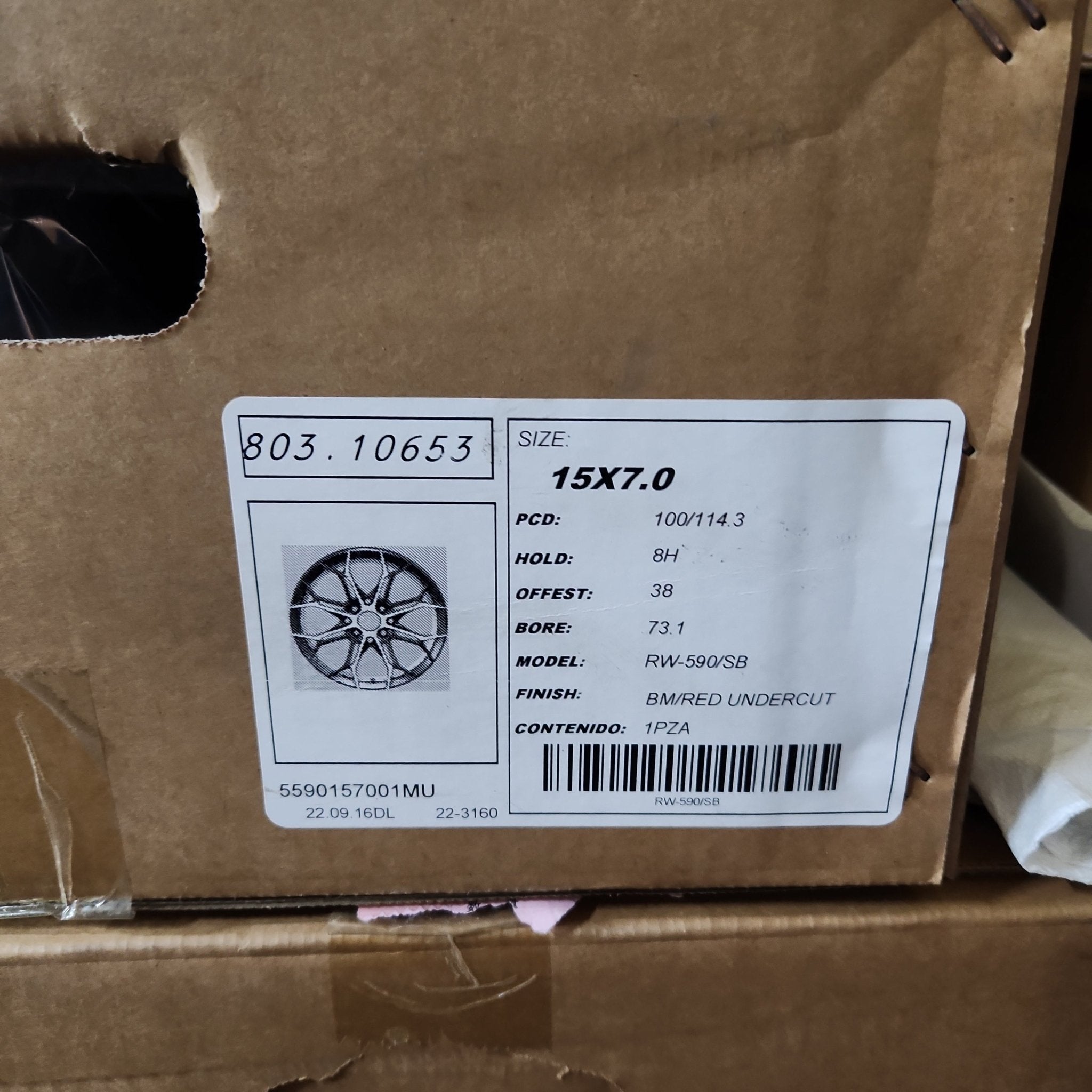 RW 590/SB 15X7.0 4X100 4X114.3 PIANO BLACK MACHINED FACE WITH RED UNDERCUT - Gun Hill Tire House (WTW - WHOLESALE TIRES & WHEELS)