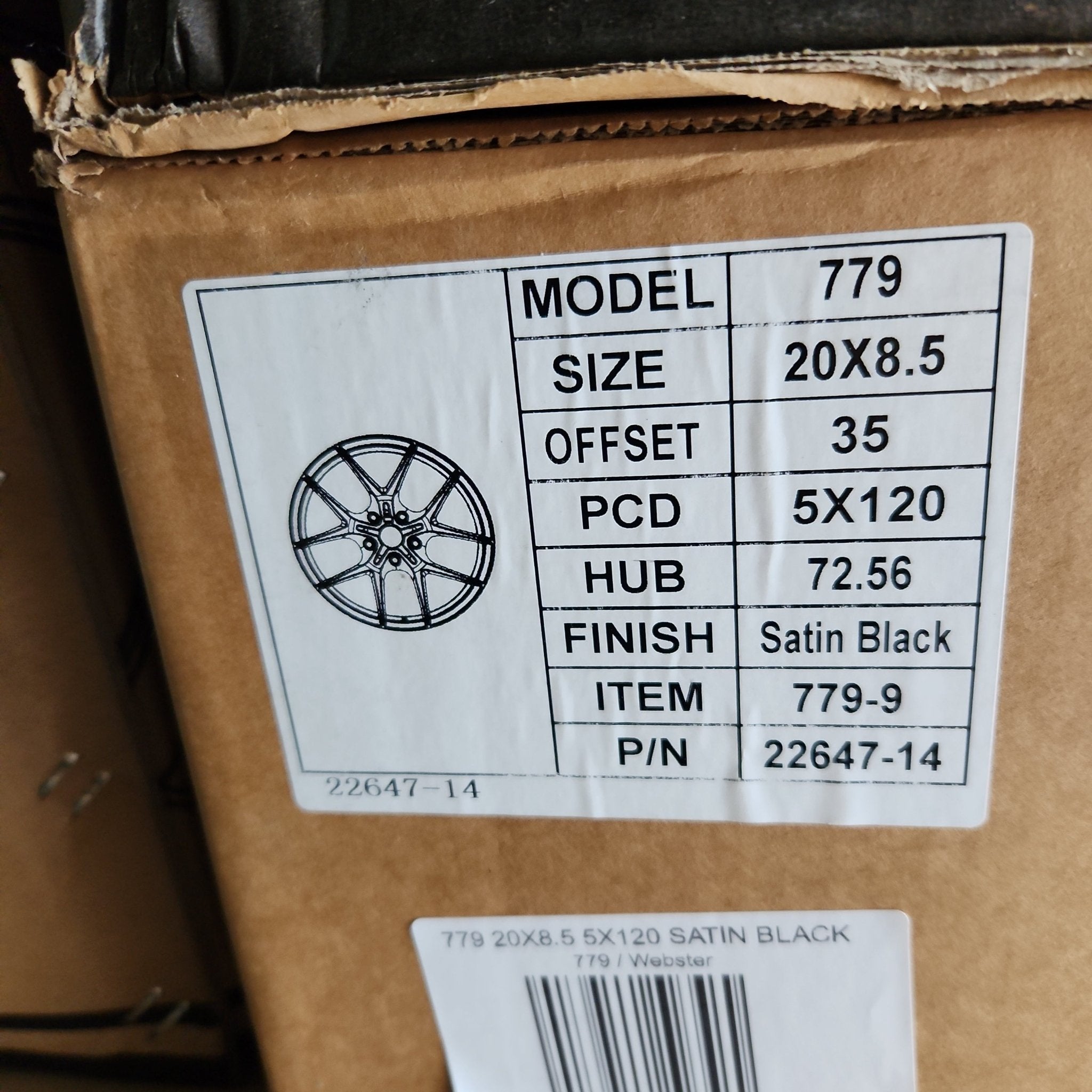 779 20X8.5 5X120 SATIN BLACK - Gun Hill Tire House (WTW - WHOLESALE TIRES & WHEELS)