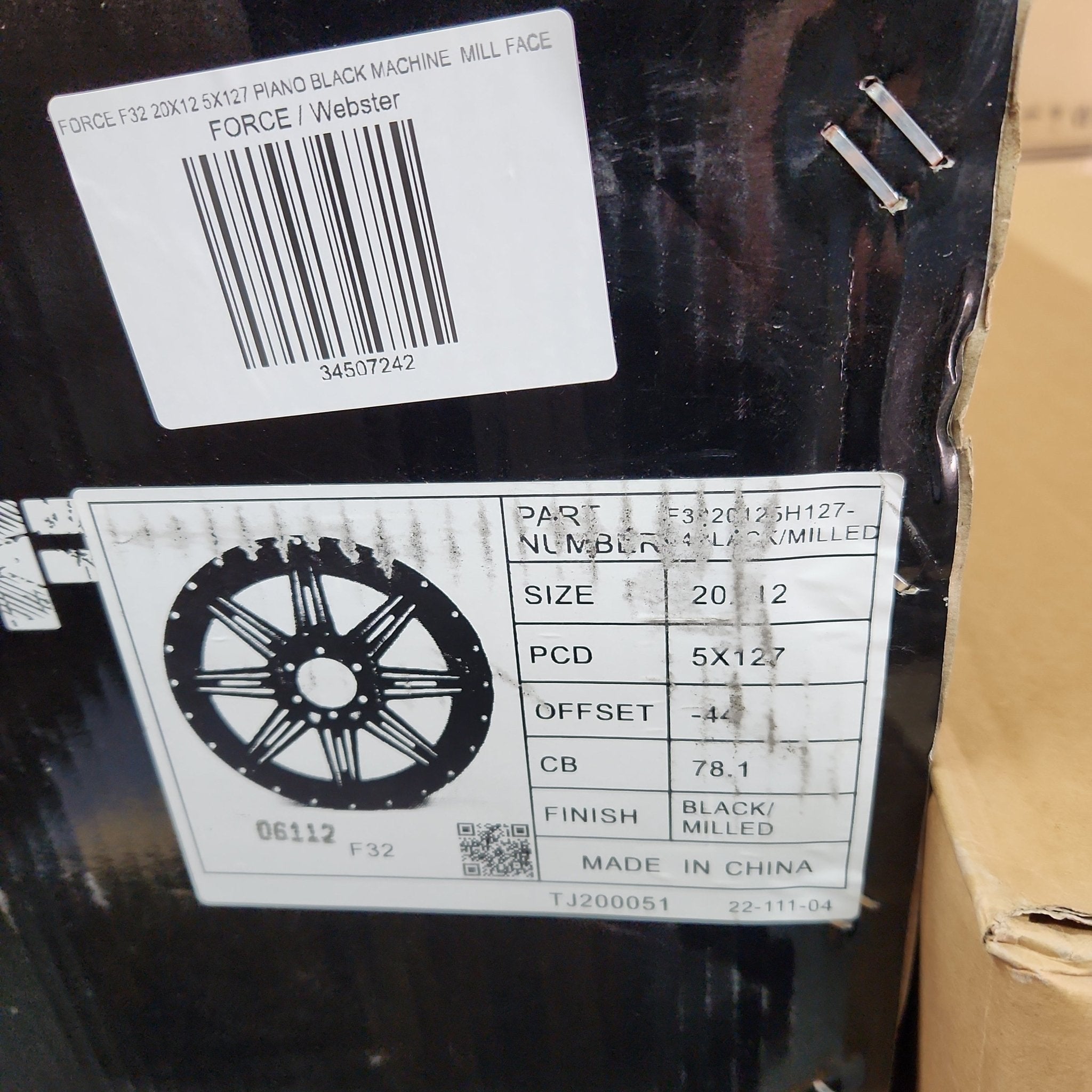 FORCE F32 20x12 5x127 PIANO BLACK MACHINE MILL FACE - Gun Hill Tire House (WTW - WHOLESALE TIRES & WHEELS)