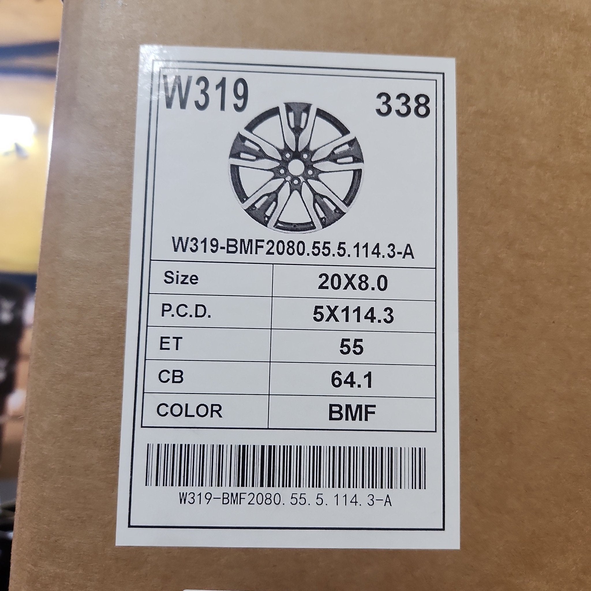 W319 D2030 20X8.0 5X114.3 BLACK MACHINED FACE - Gun Hill Tire House (WTW - WHOLESALE TIRES & WHEELS)