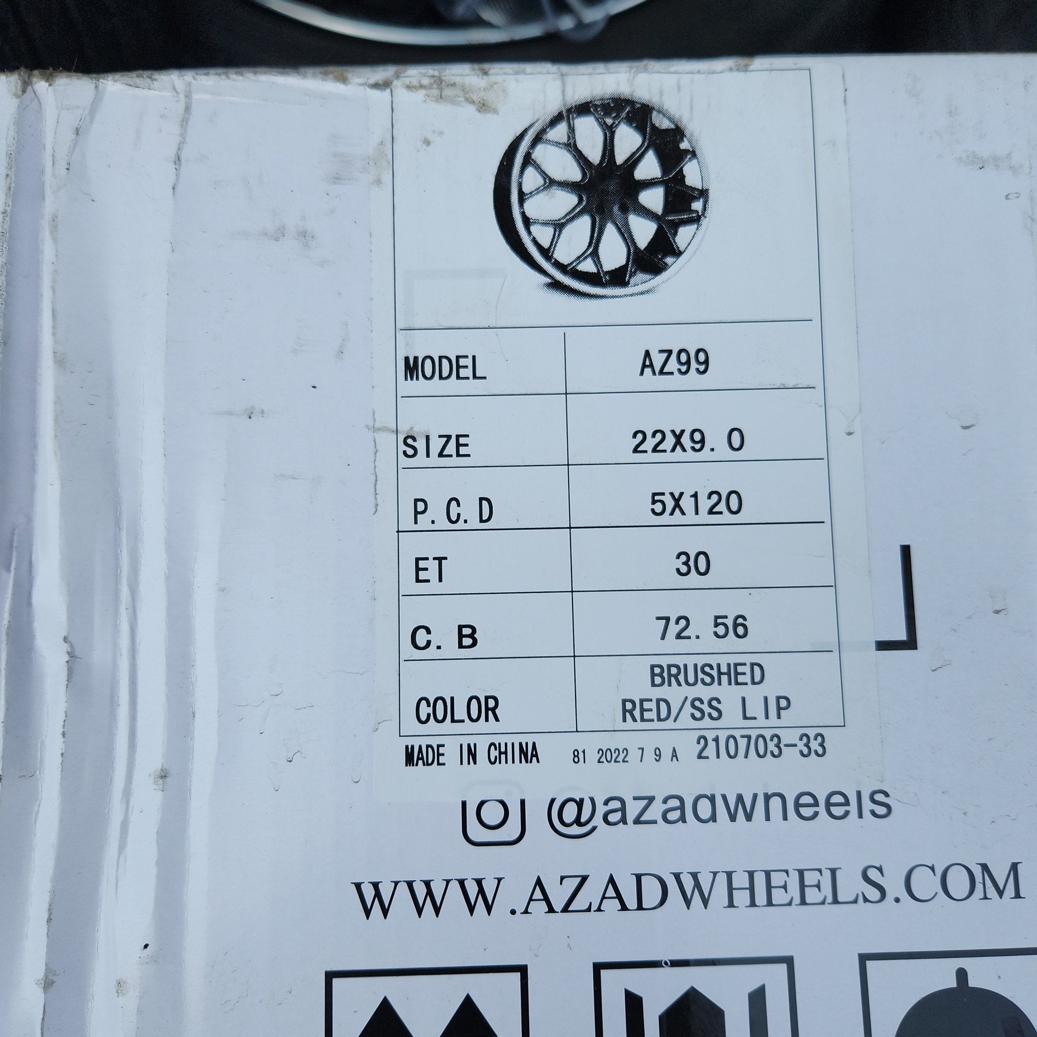 AZAD AZ99 22x9 5x120 BRUSHED RED MILLED SSL - Gun Hill Tire House (WTW - WHOLESALE TIRES & WHEELS)