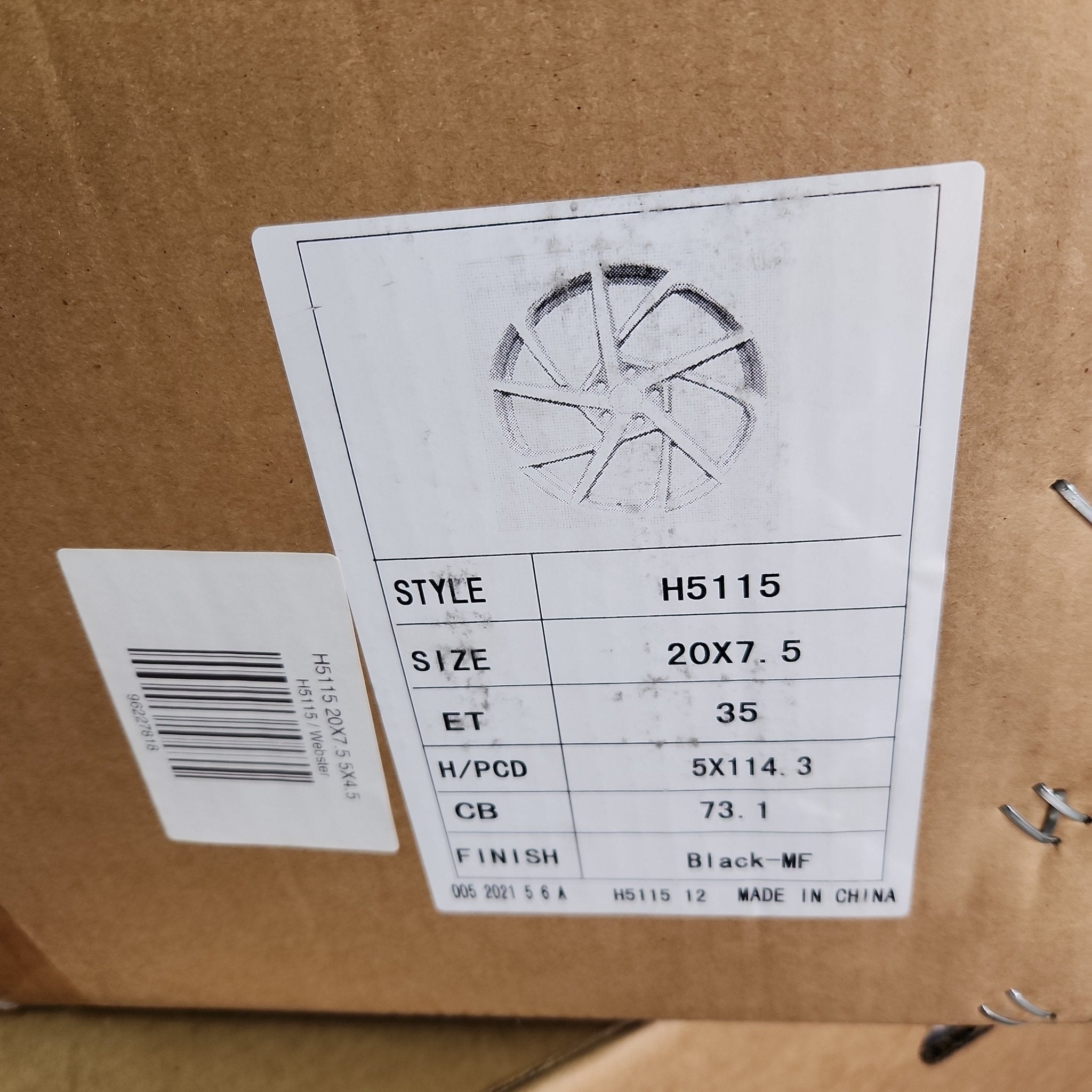 H5115 20X7.5 5X4.5 BLACK MACHINE FACE - Gun Hill Tire House (WTW - WHOLESALE TIRES & WHEELS)