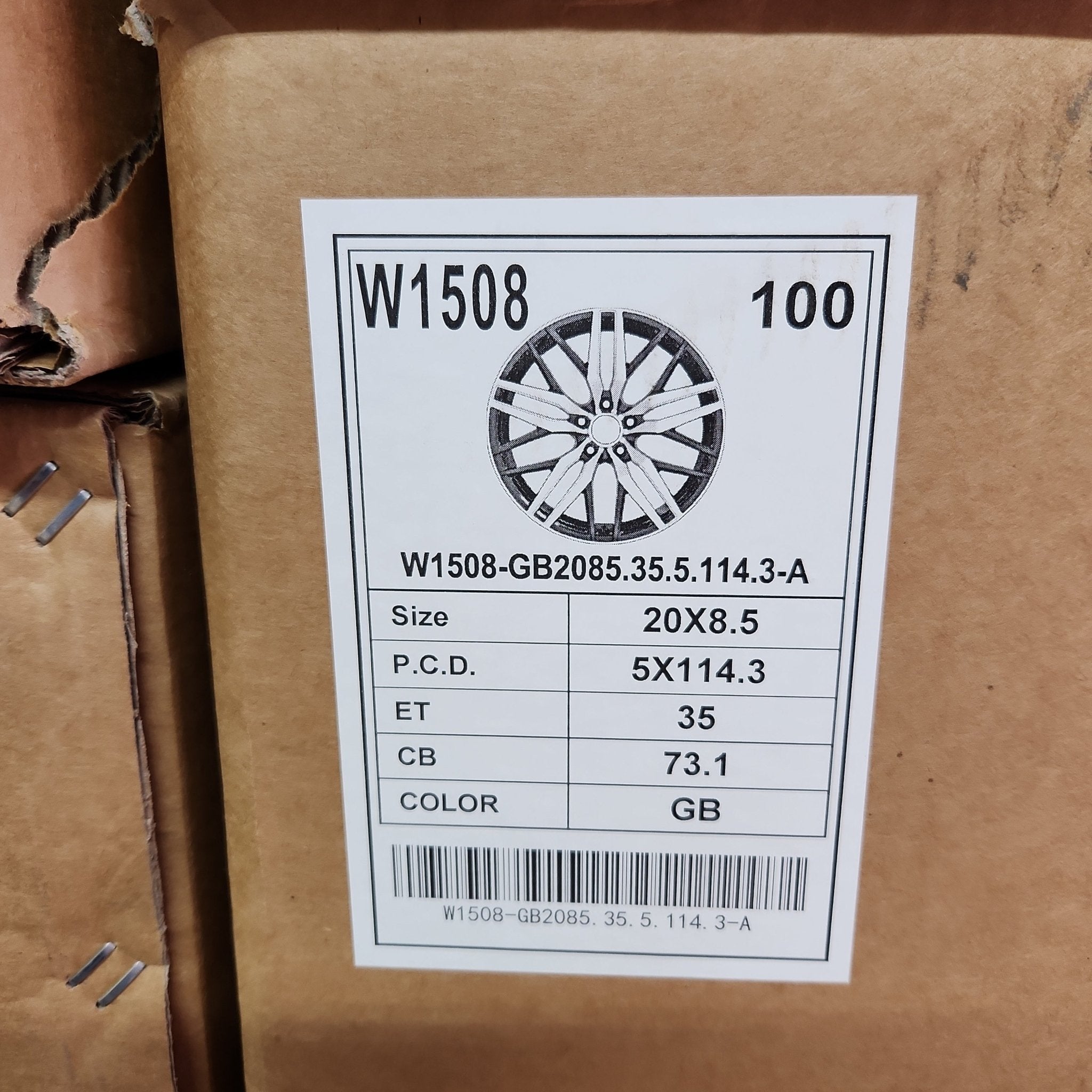 W1508 20X8.5 5X114.3 GLOSS BLACK - Gun Hill Tire House (WTW - WHOLESALE TIRES & WHEELS)