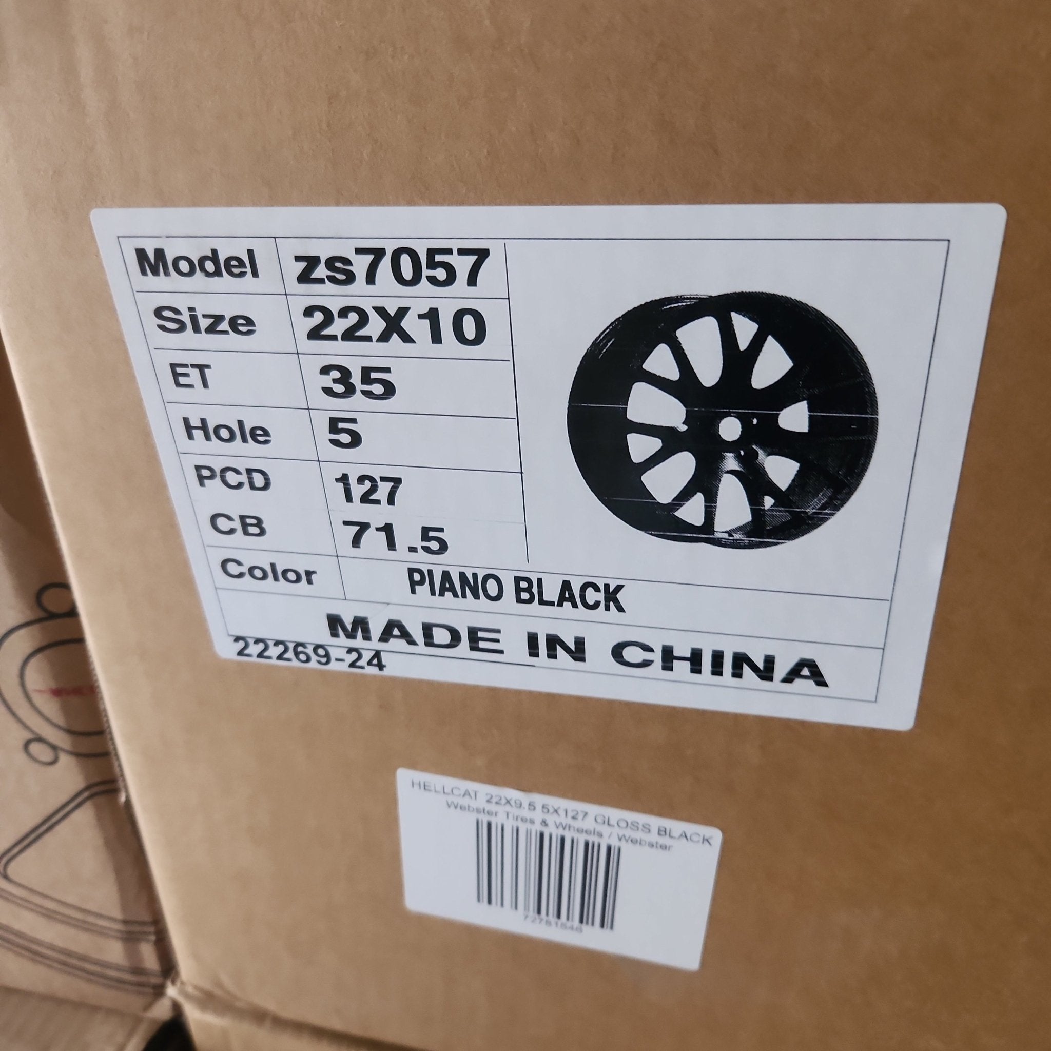 ZS7057 HELLCAT PG04 22X10 5X127 GLOSS BLACK - Gun Hill Tire House (WTW - WHOLESALE TIRES & WHEELS)