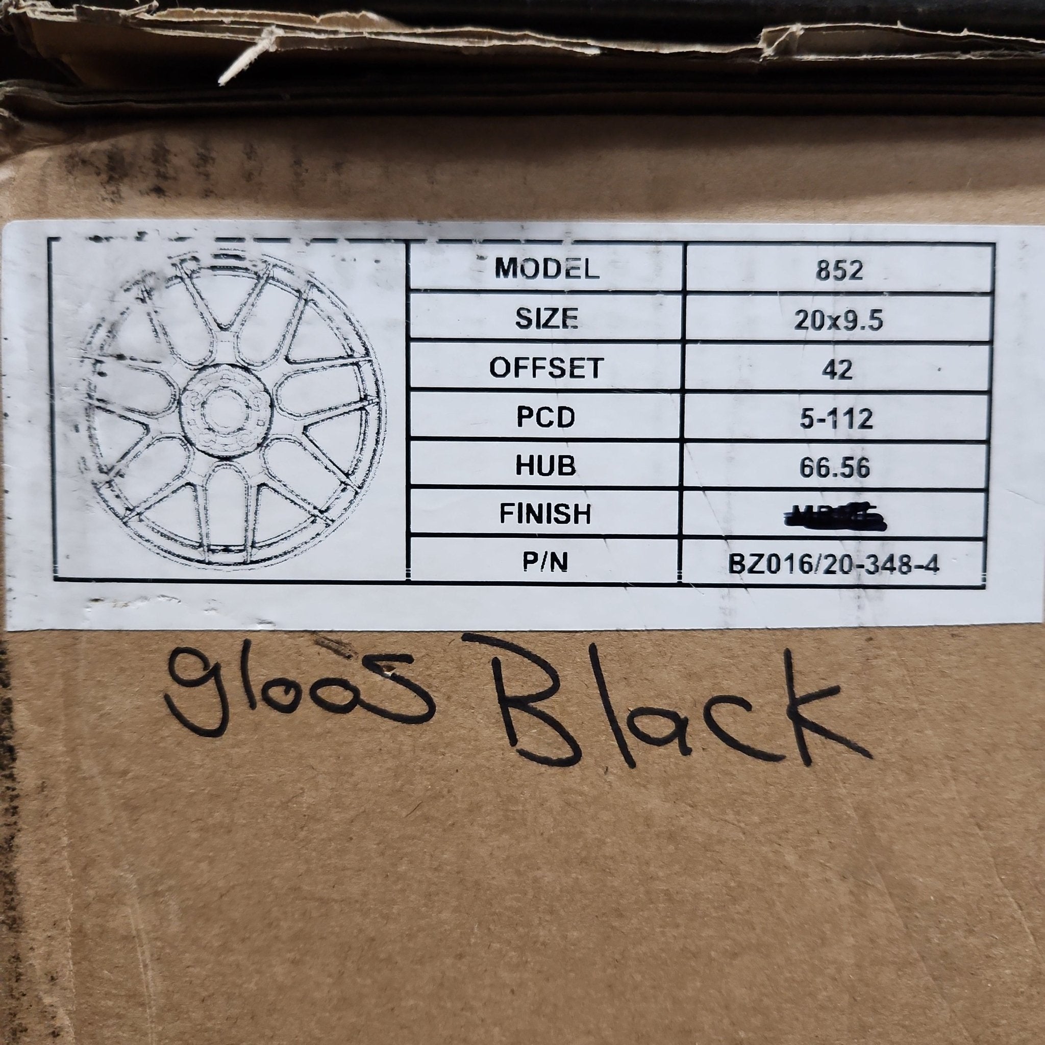 852 WHEELS 20x9.5 5x112 GLOSS BLACK - Gun Hill Tire House (WTW - WHOLESALE TIRES & WHEELS)