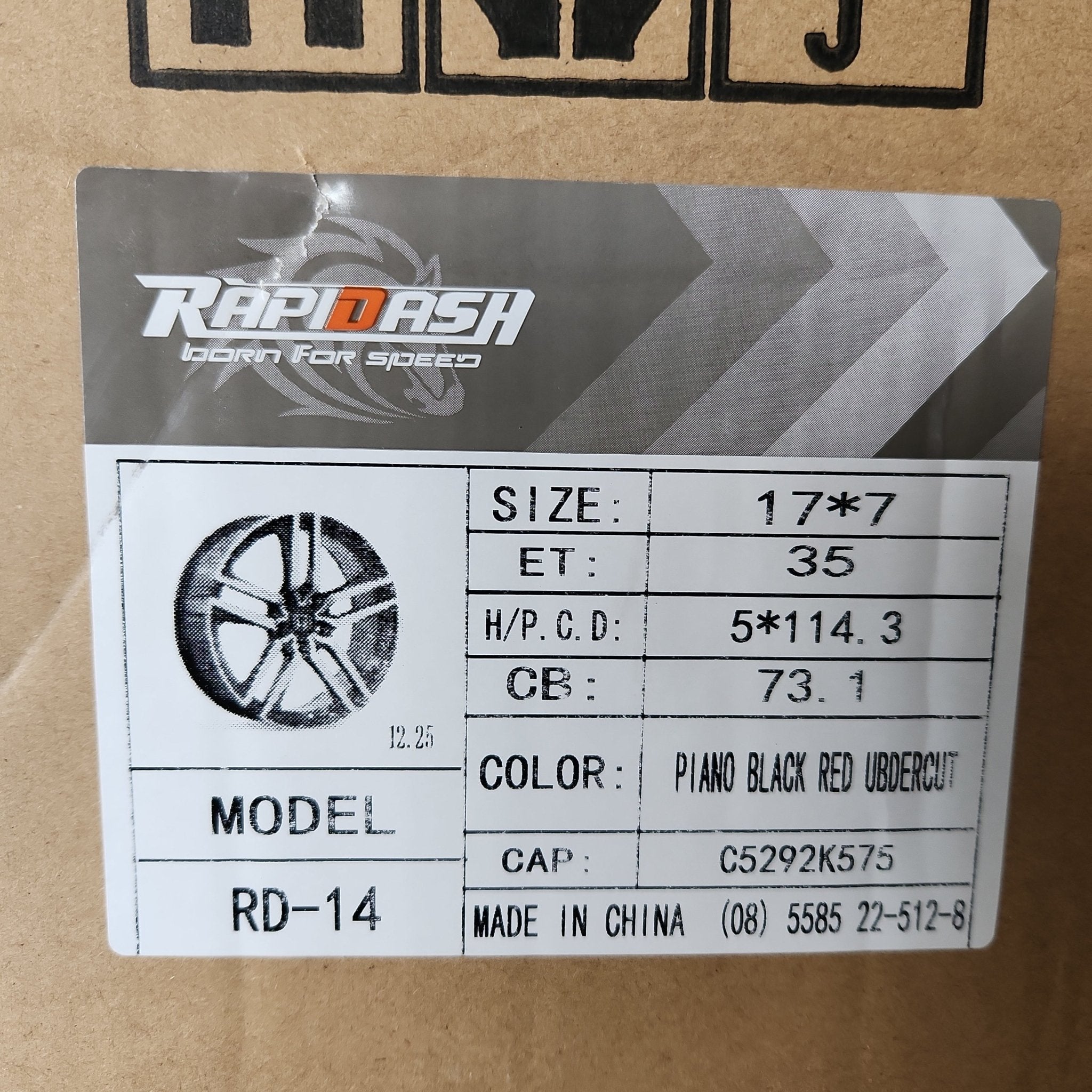 PW - RD - 14 17X7.0 5X114 PIANO BLACK +RED UC - Gun Hill Tire House (WTW - WHOLESALE TIRES & WHEELS)