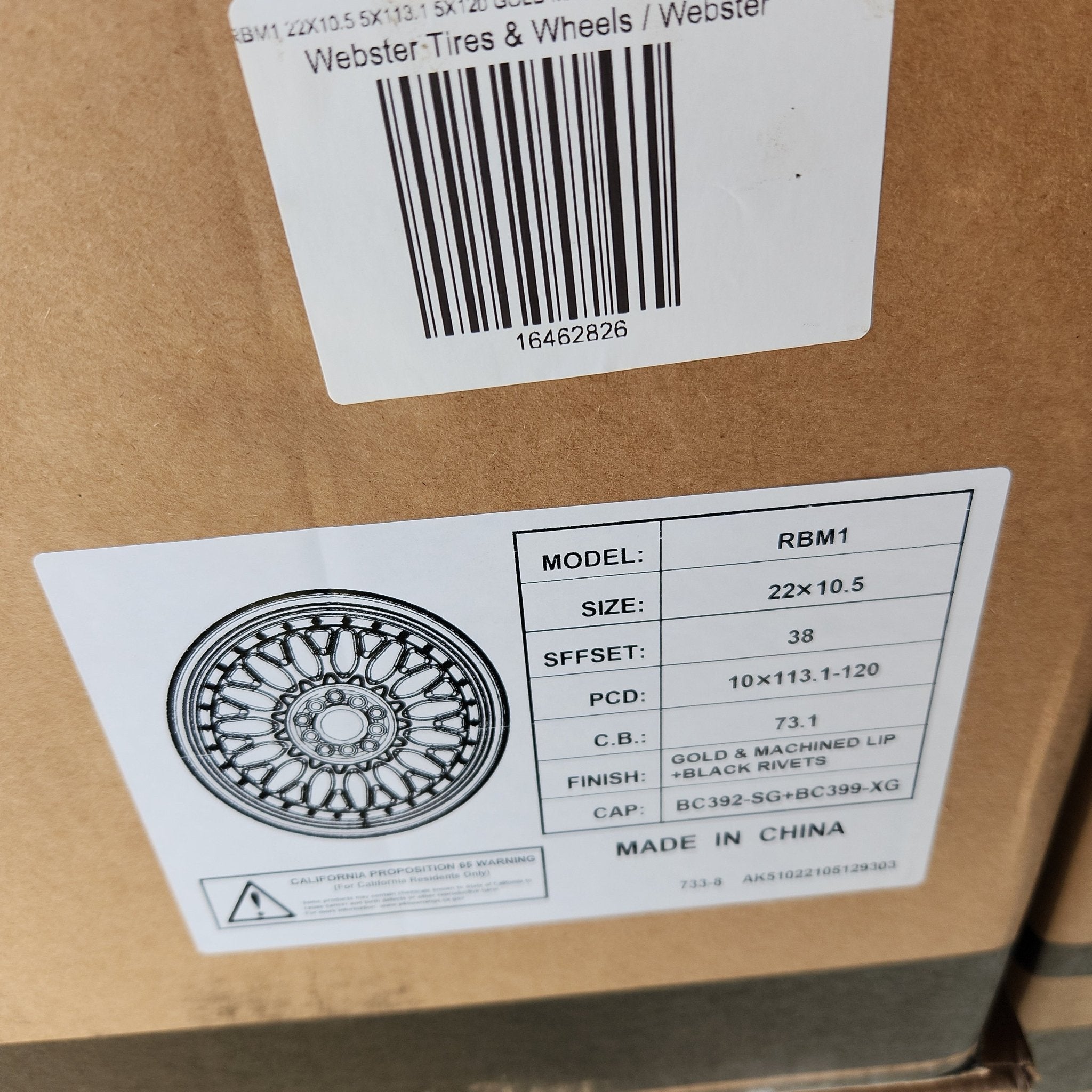 RBM1 22X10.5 5X112 5X114.3 5X120 GOLD MACHINED LIP CHROME RIVETS - Gun Hill Tire House (WTW - WHOLESALE TIRES & WHEELS)