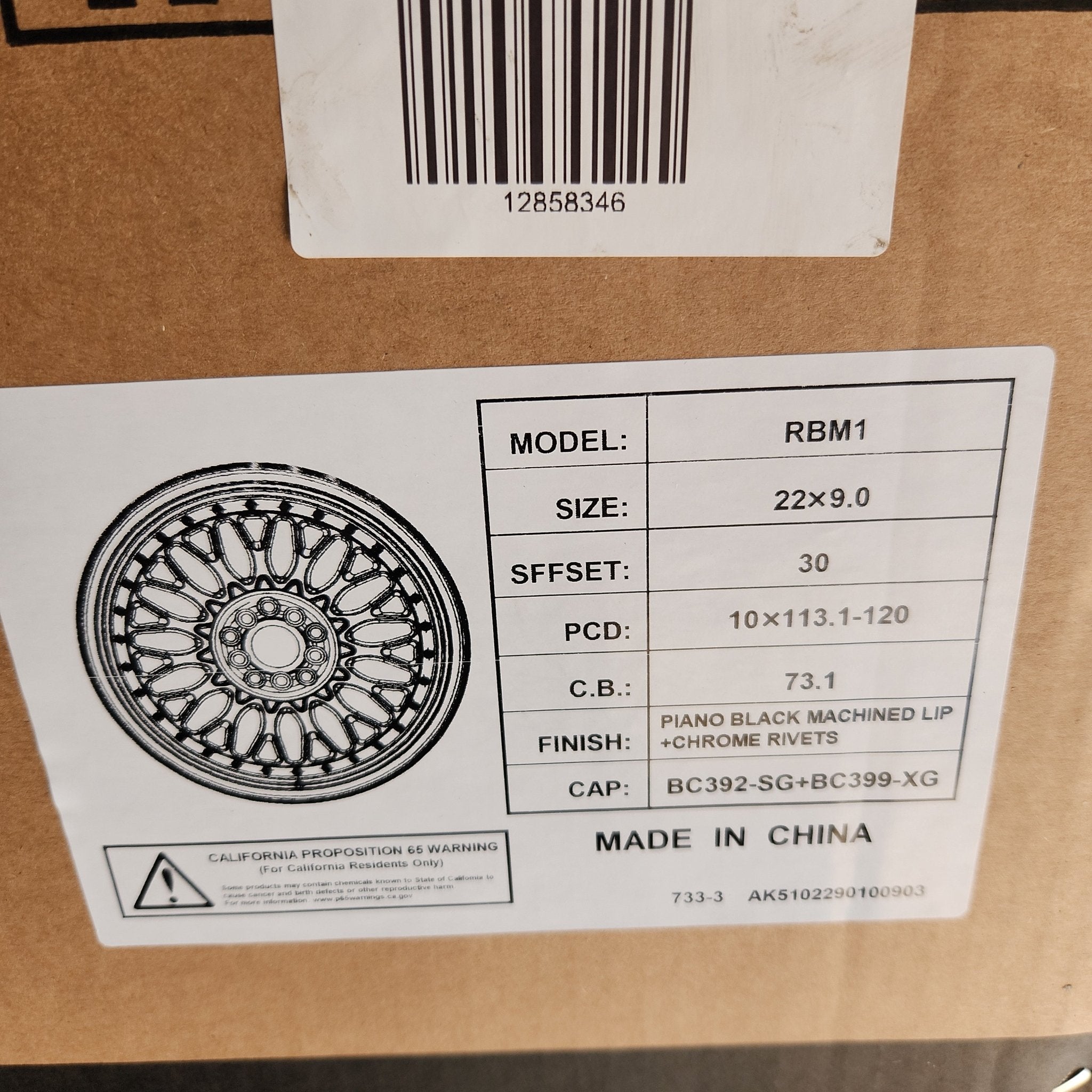 RBM1 22X9.0 5X112 5X114.3 5X120 GLOSS BLACK MACHINED LIP CHROME RIVETS - Gun Hill Tire House (WTW - WHOLESALE TIRES & WHEELS)