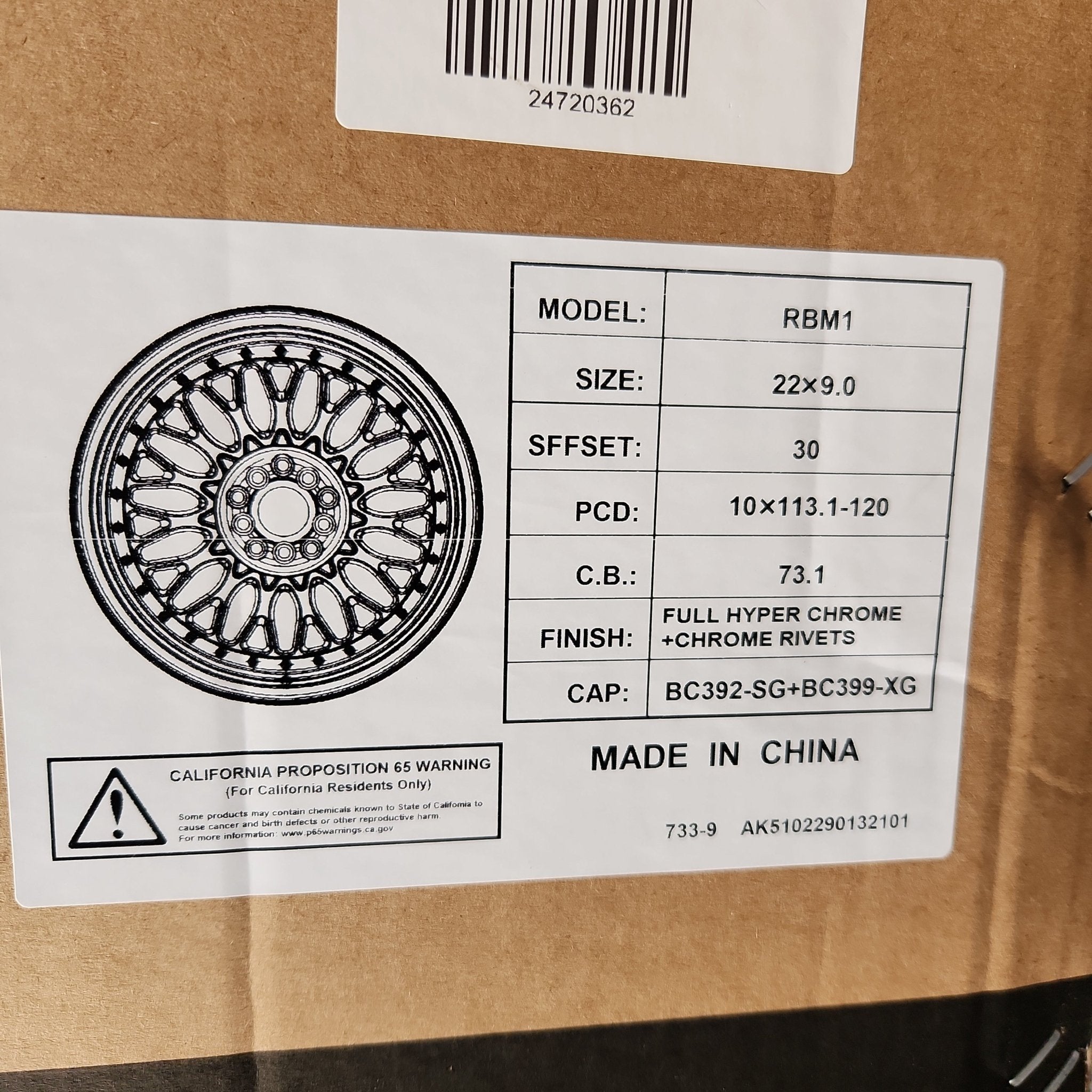 RBM1 22X9.0 5X112 5X114.3 5X120 FULL HYPER CHROME CHROME RIVETS - Gun Hill Tire House (WTW - WHOLESALE TIRES & WHEELS)