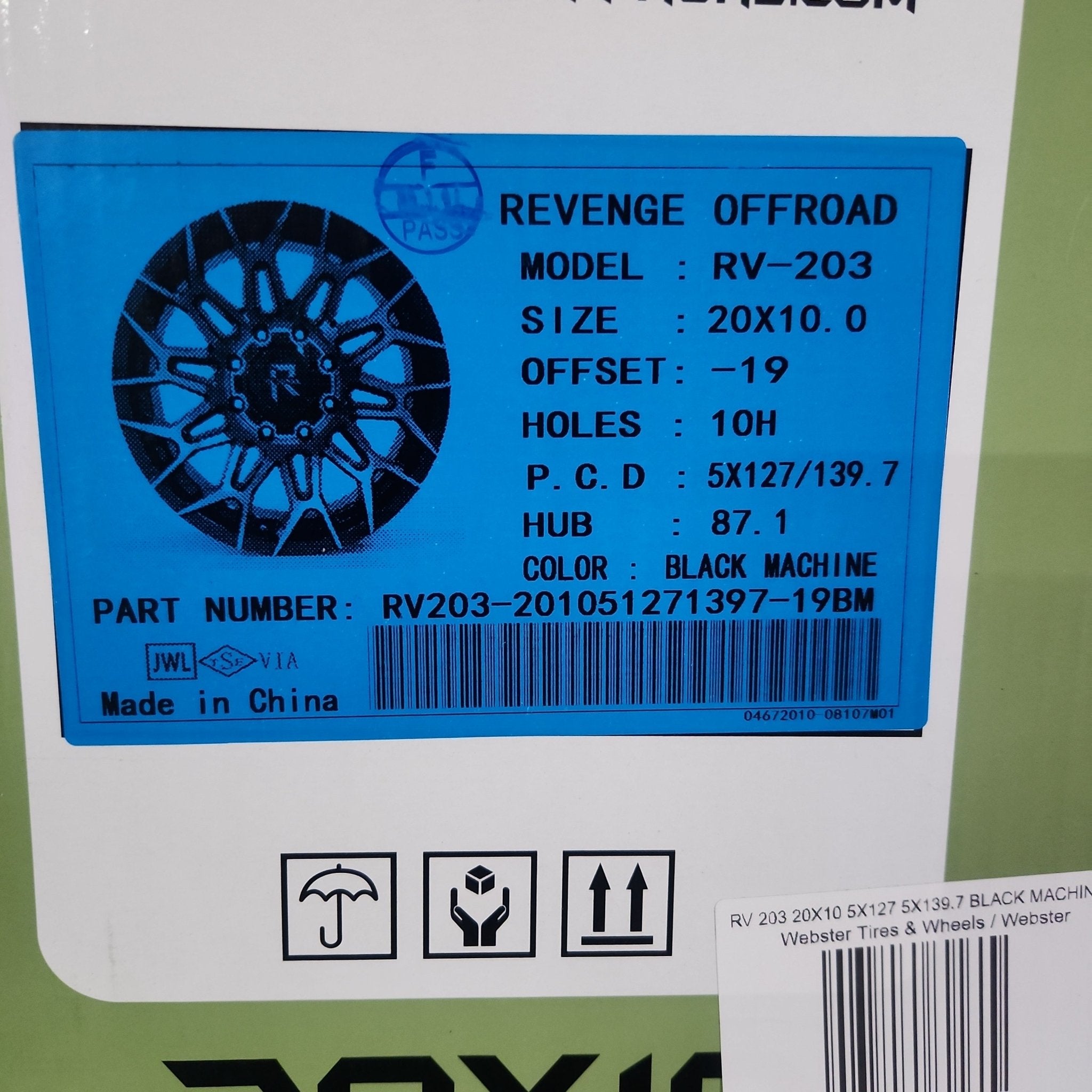 REVENGE RV - 203 20X10 5X127 5X139.7 BLACK MACHINED - Gun Hill Tire House (WTW - WHOLESALE TIRES & WHEELS)
